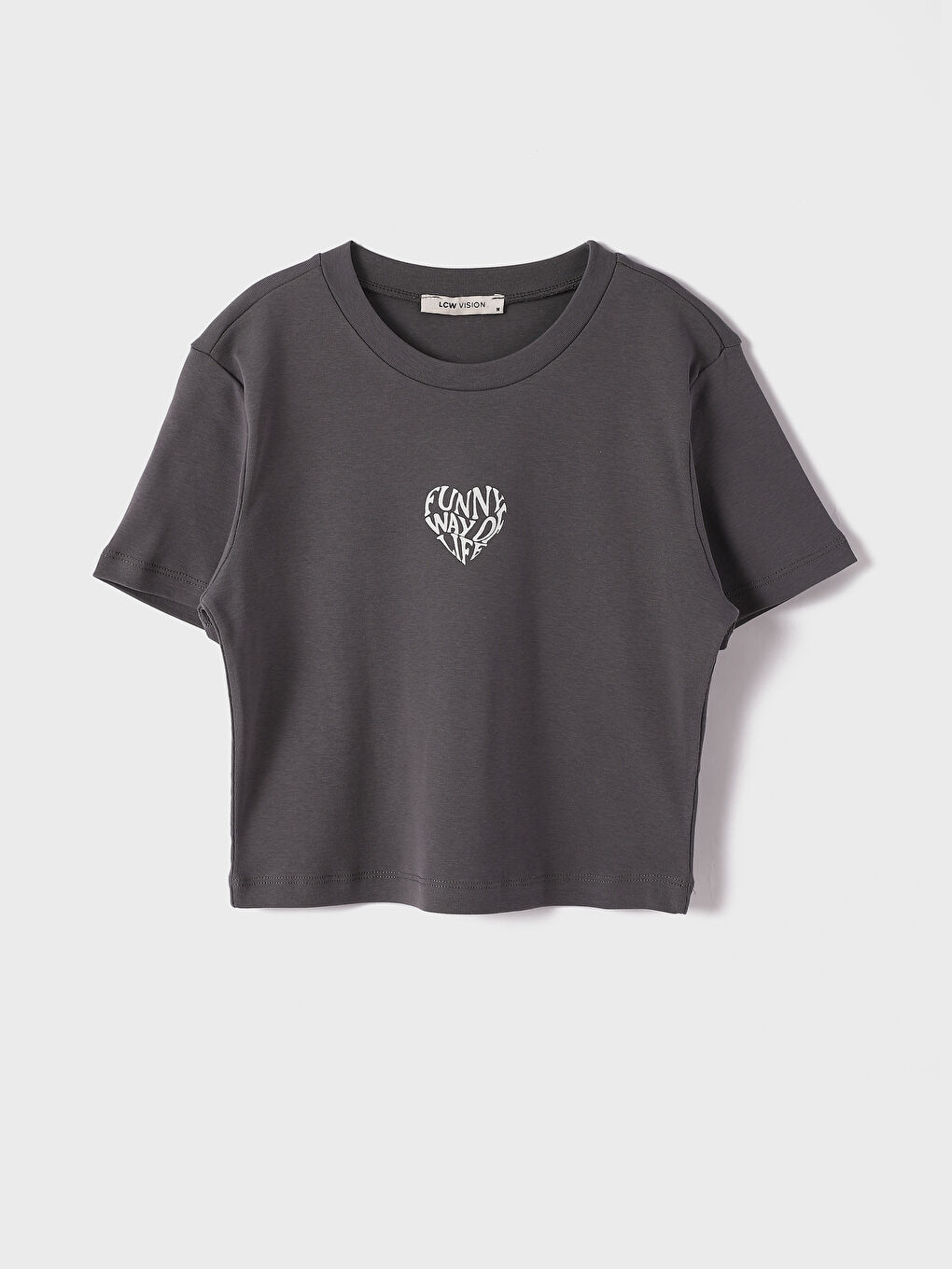 Crew Neck Printed Short Sleeve Women's Crop Top