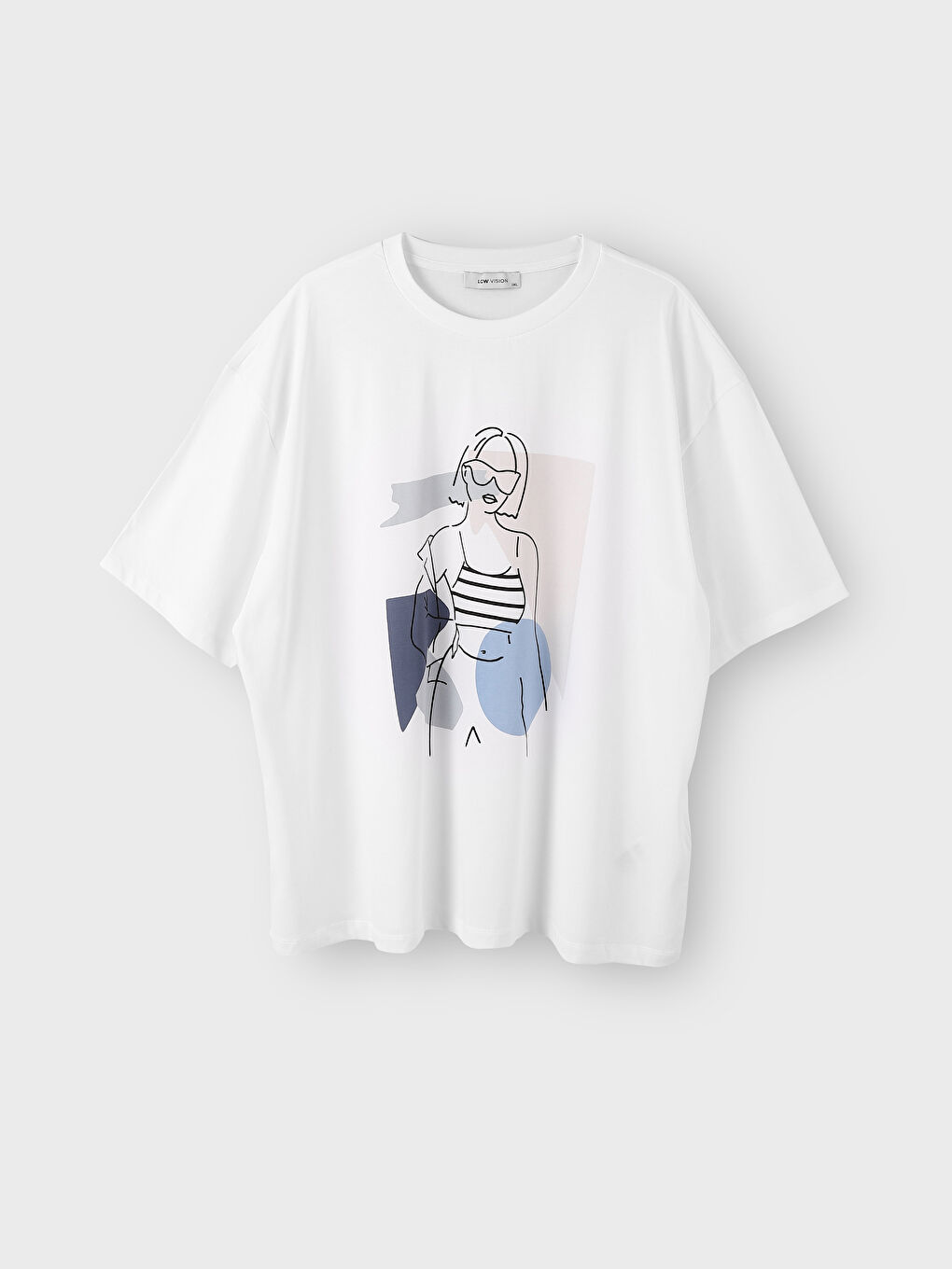 Crew Neck Printed Short Sleeve Oversize Women's T-Shirt