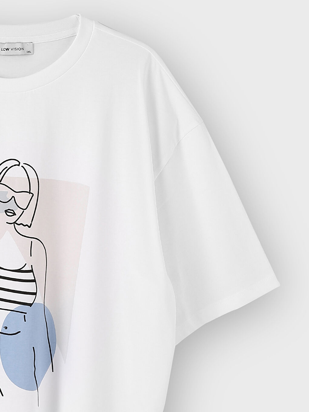 Crew Neck Printed Short Sleeve Oversize Women's T-Shirt-3