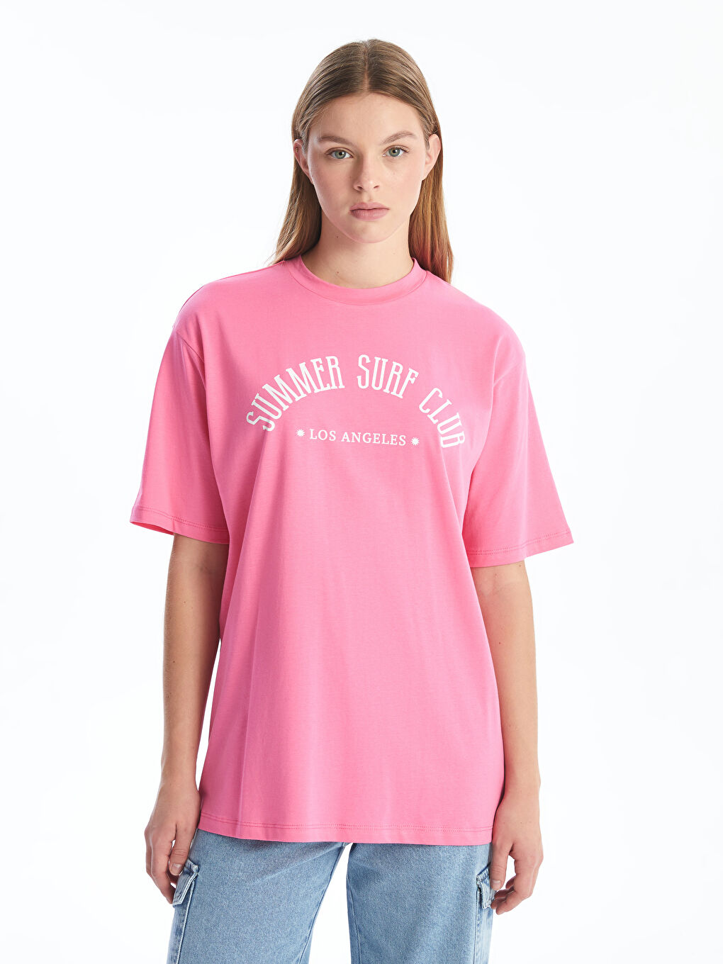 Crew Neck Printed Oversize Women's T-Shirt