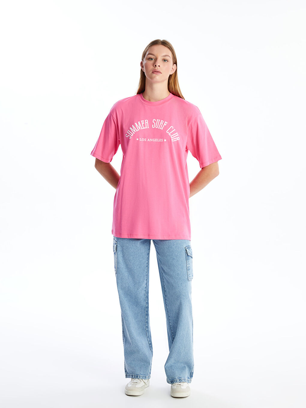 Crew Neck Printed Oversize Women's T-Shirt-1