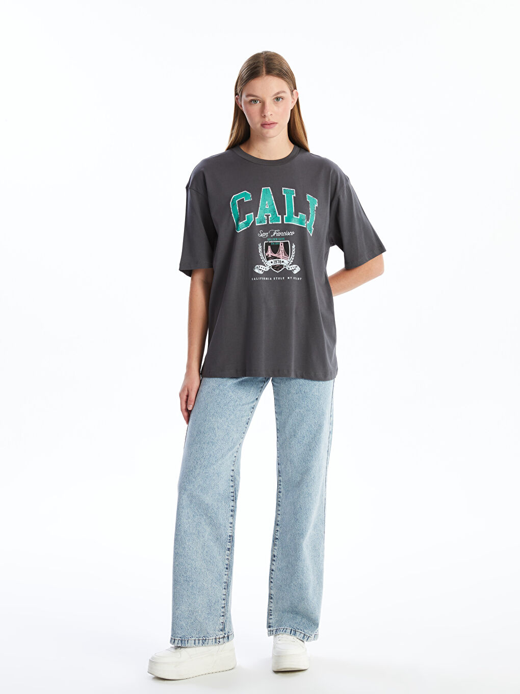 Crew Neck Printed Short Sleeve Women's T-Shirt-1