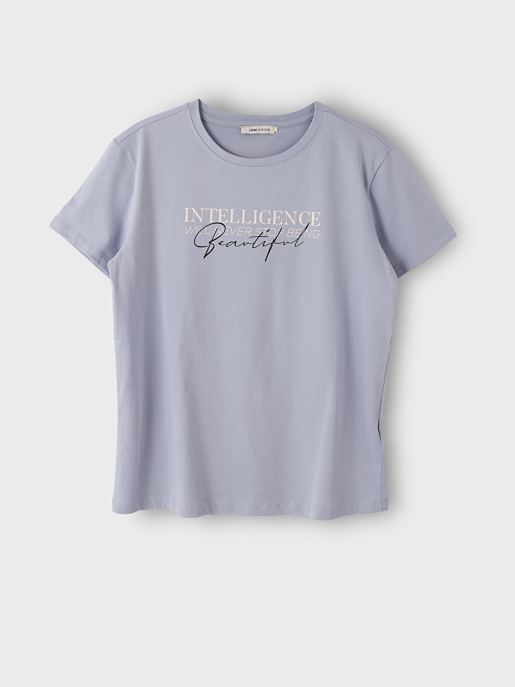 تيشيرت نسائي بأكمام قصيرة وياقة دائرية مطبوع-4