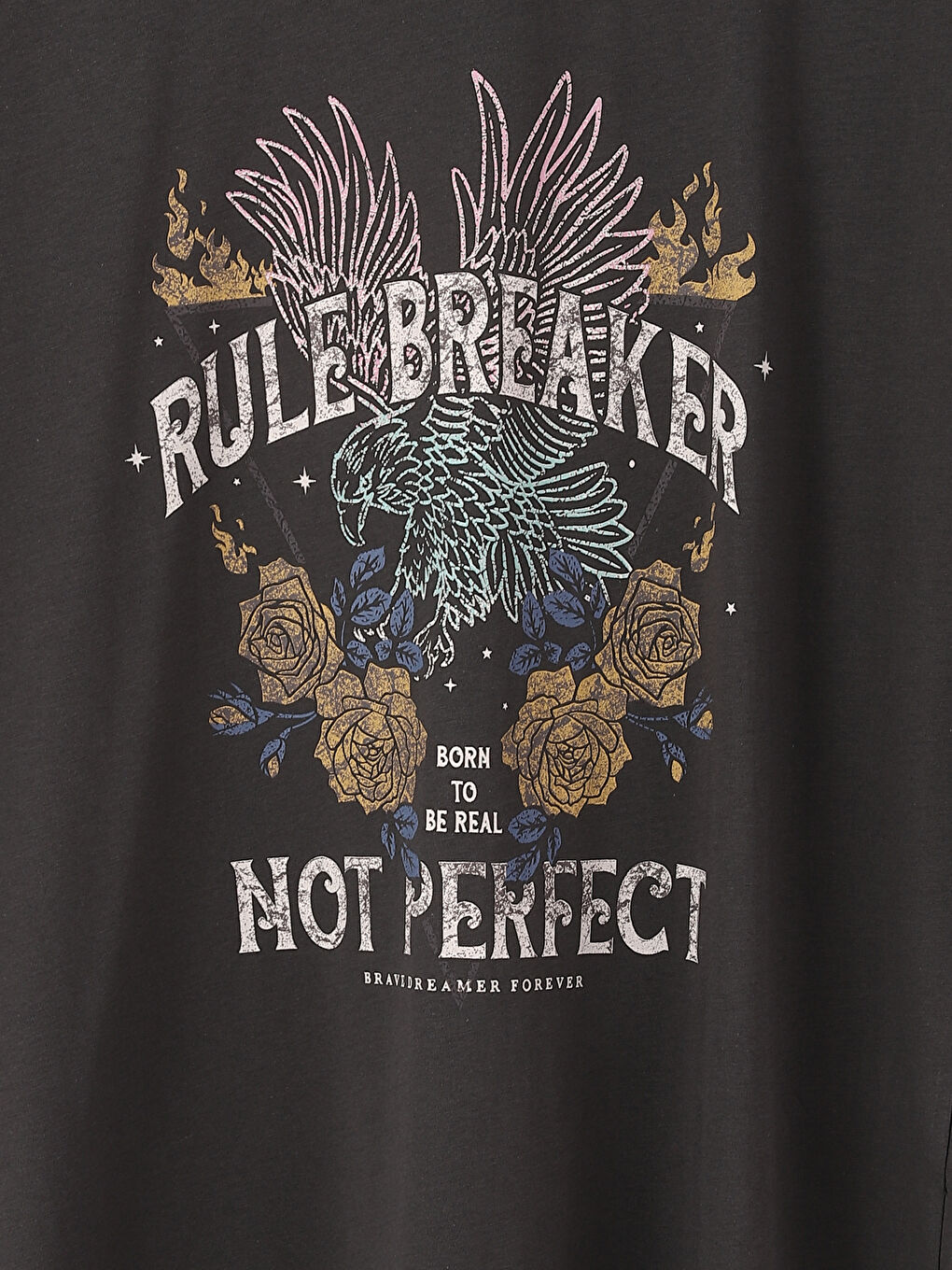 تيشيرت نسائي بأكمام قصيرة وياقة دائرية مطبوع-2