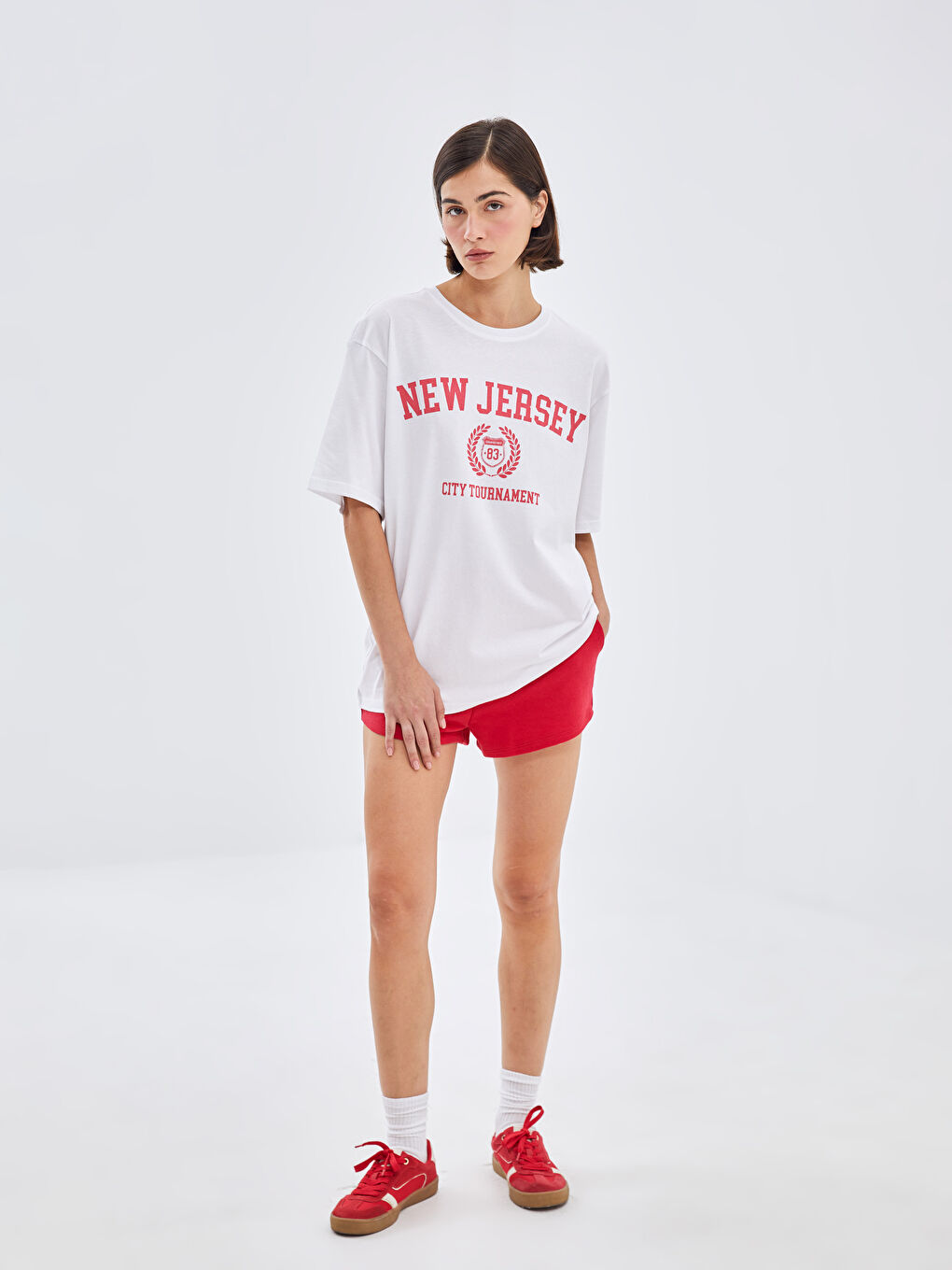 Crew Neck Printed Oversize Women's T-Shirt-1