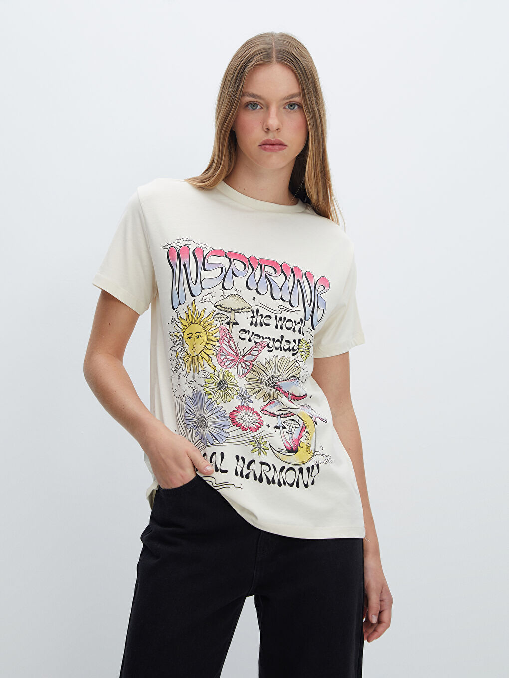 Crew Neck Printed Women's T-Shirt -W4DA55Z8-R9J