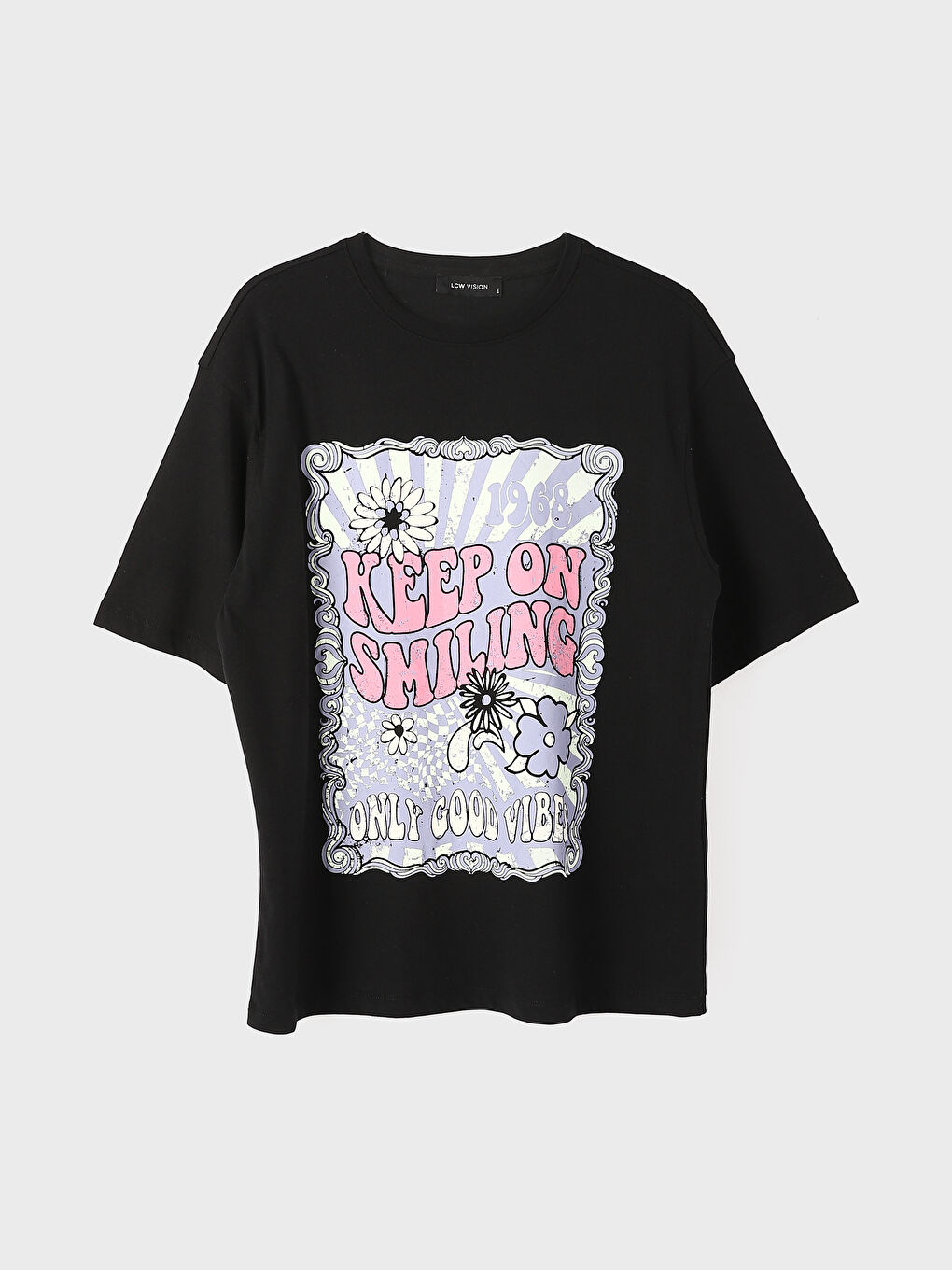 Crew Neck Printed Oversize Women's T-Shirt-4