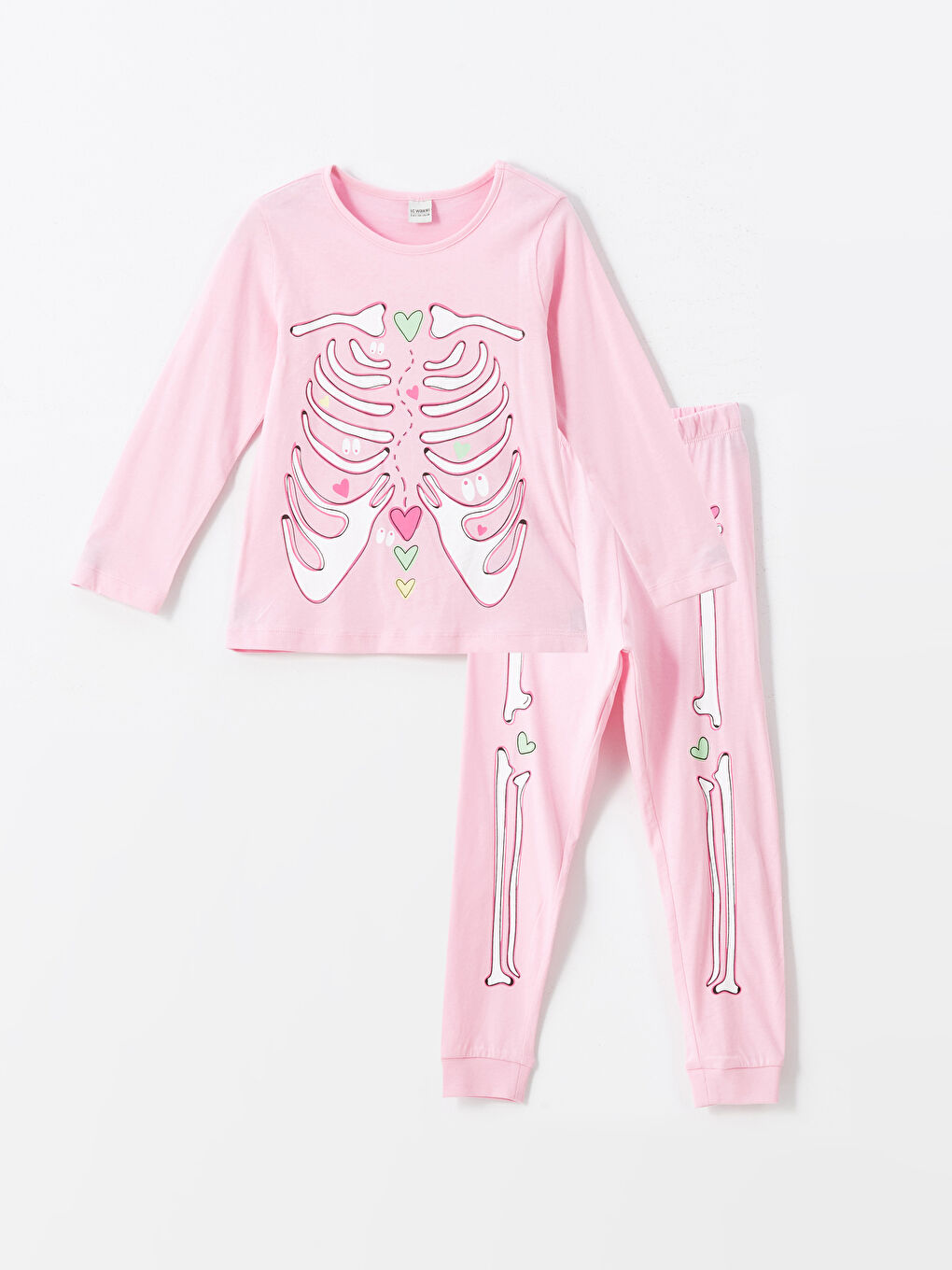 LCW DREAM Crew Neck Printed Long Sleeve Girls' Pyjama Set -W4DA84Z4-QY7