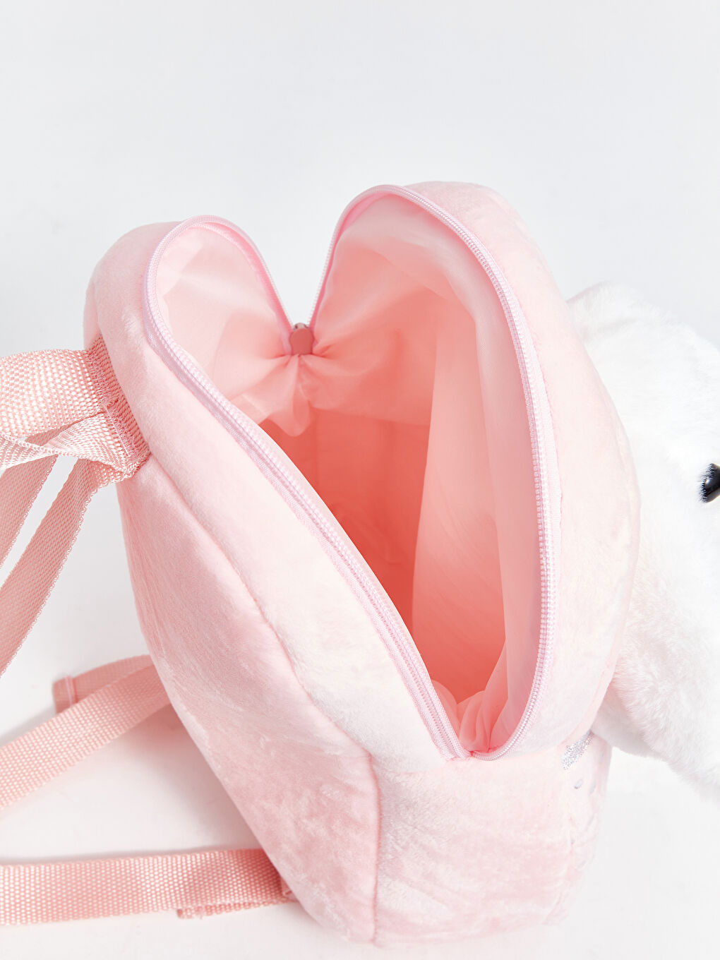 Pembe Pelüş Tavşan Figürlü Kız Çocuk Sırt Çantası-2