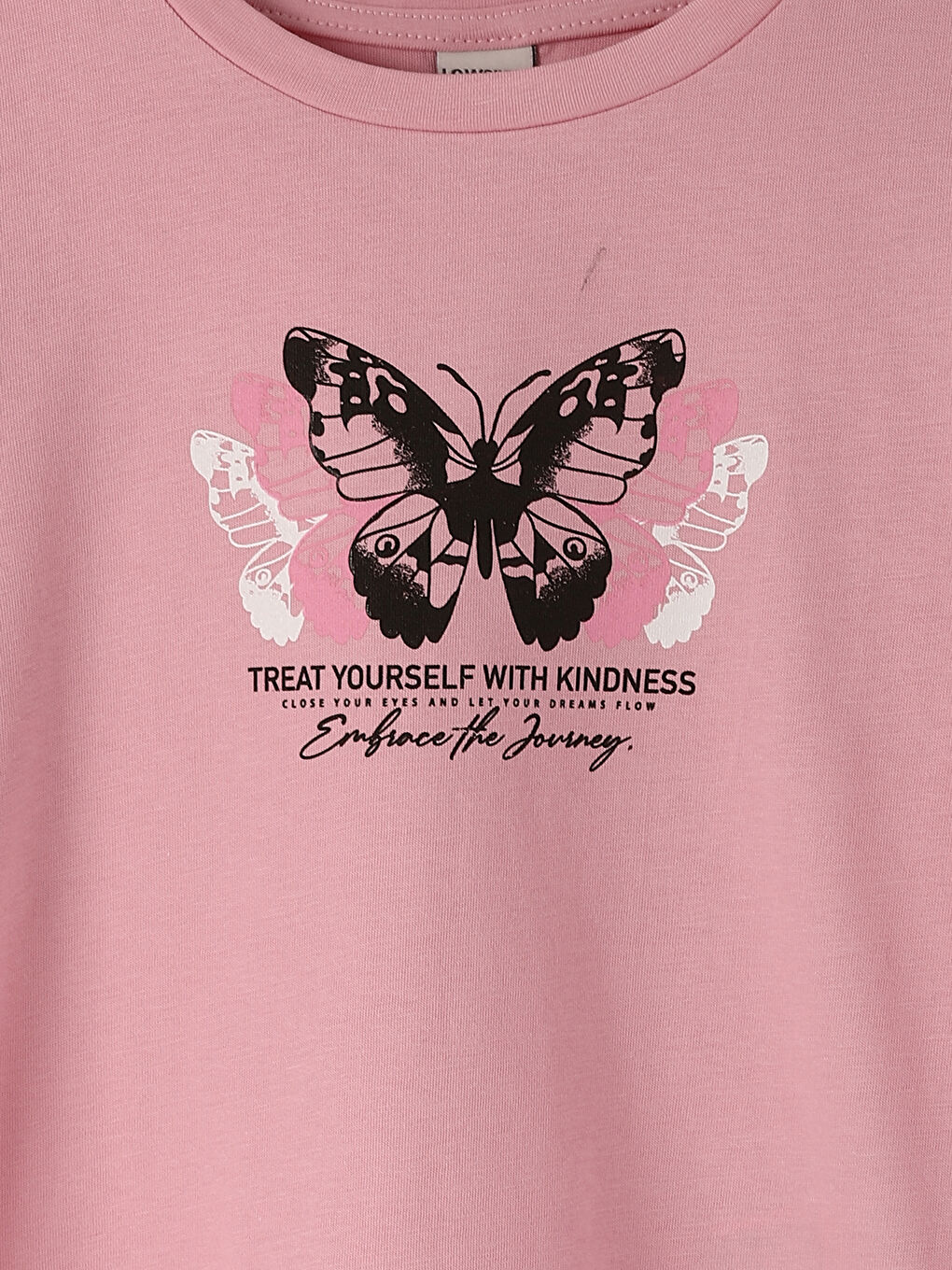 تيشيرت كم طويل مطبوع بياقة دائرية للبنات-1