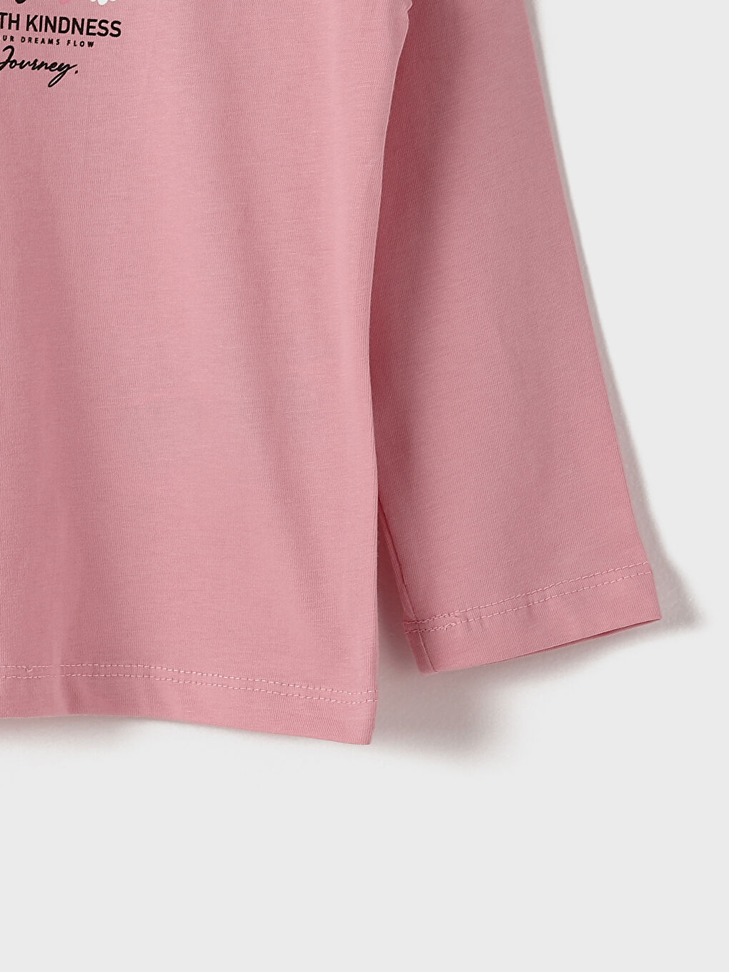 تيشيرت كم طويل مطبوع بياقة دائرية للبنات-2