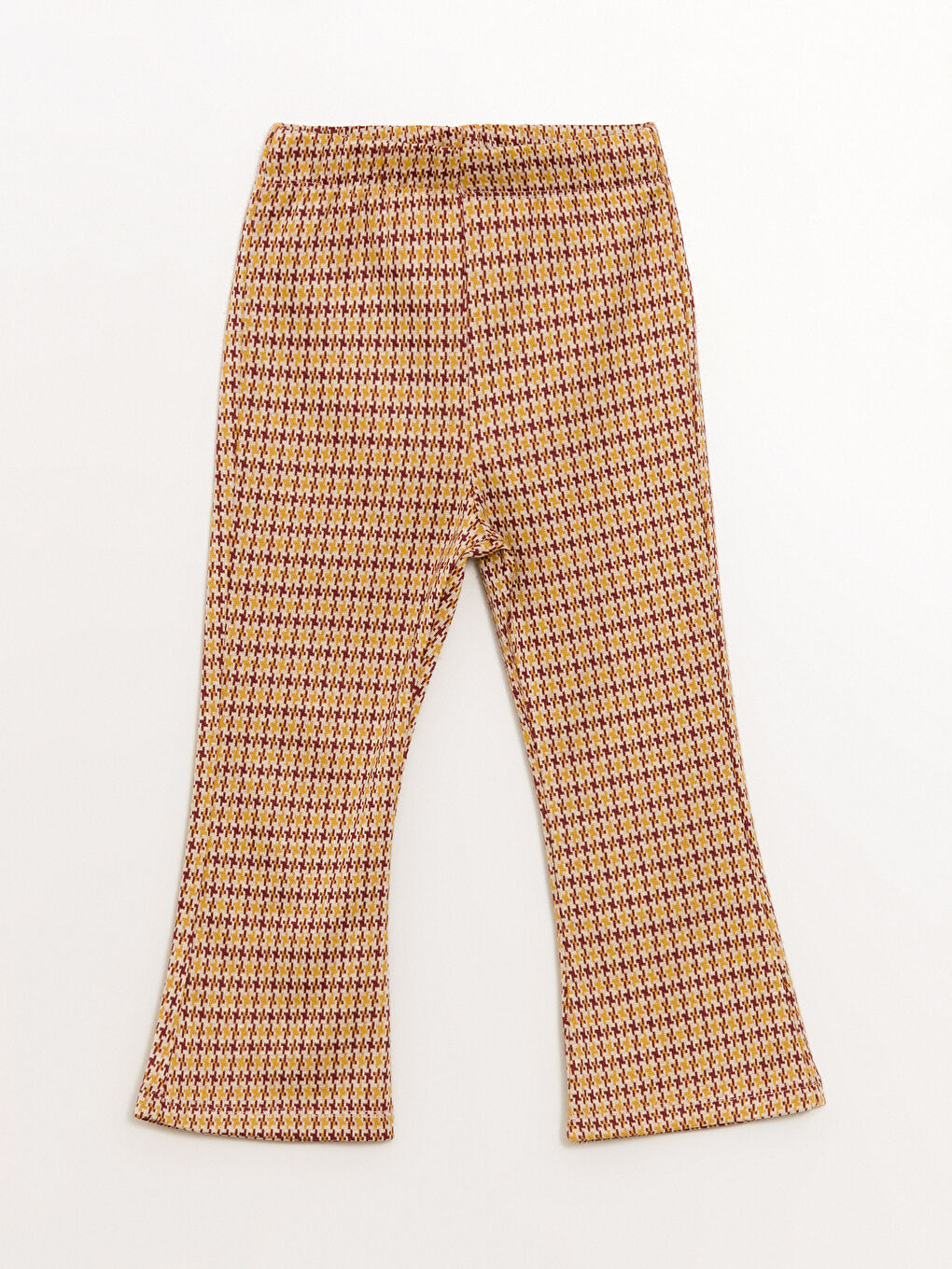 Sarı Beli Lastikli Desenli Geniş Paça Kız Çocuk Tayt