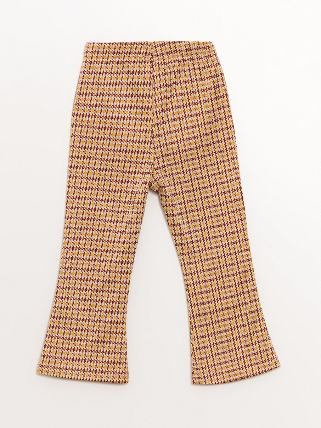 Sarı Beli Lastikli Desenli Geniş Paça Kız Çocuk Tayt-1