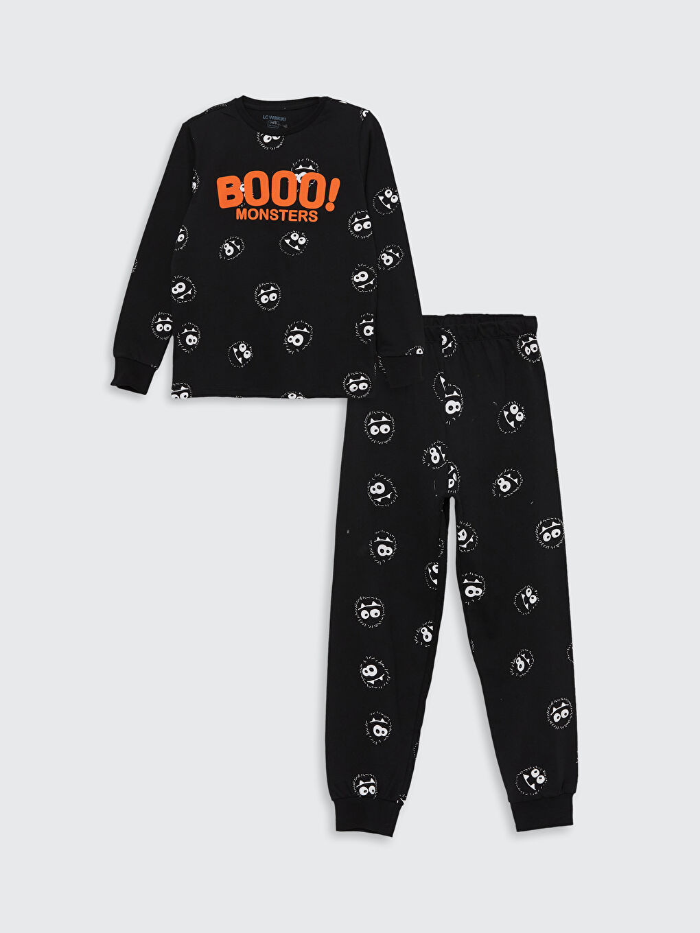 LCW Kids Siyah H12 Bisiklet Yaka Erkek Çocuk Pijama Takımı