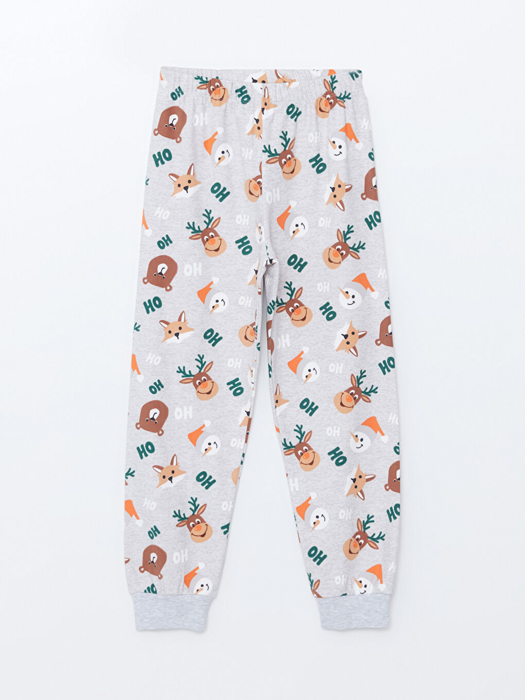 Gri Beli Lastikli Yılbaşı Temalı Erkek Çocuk Pijama Alt