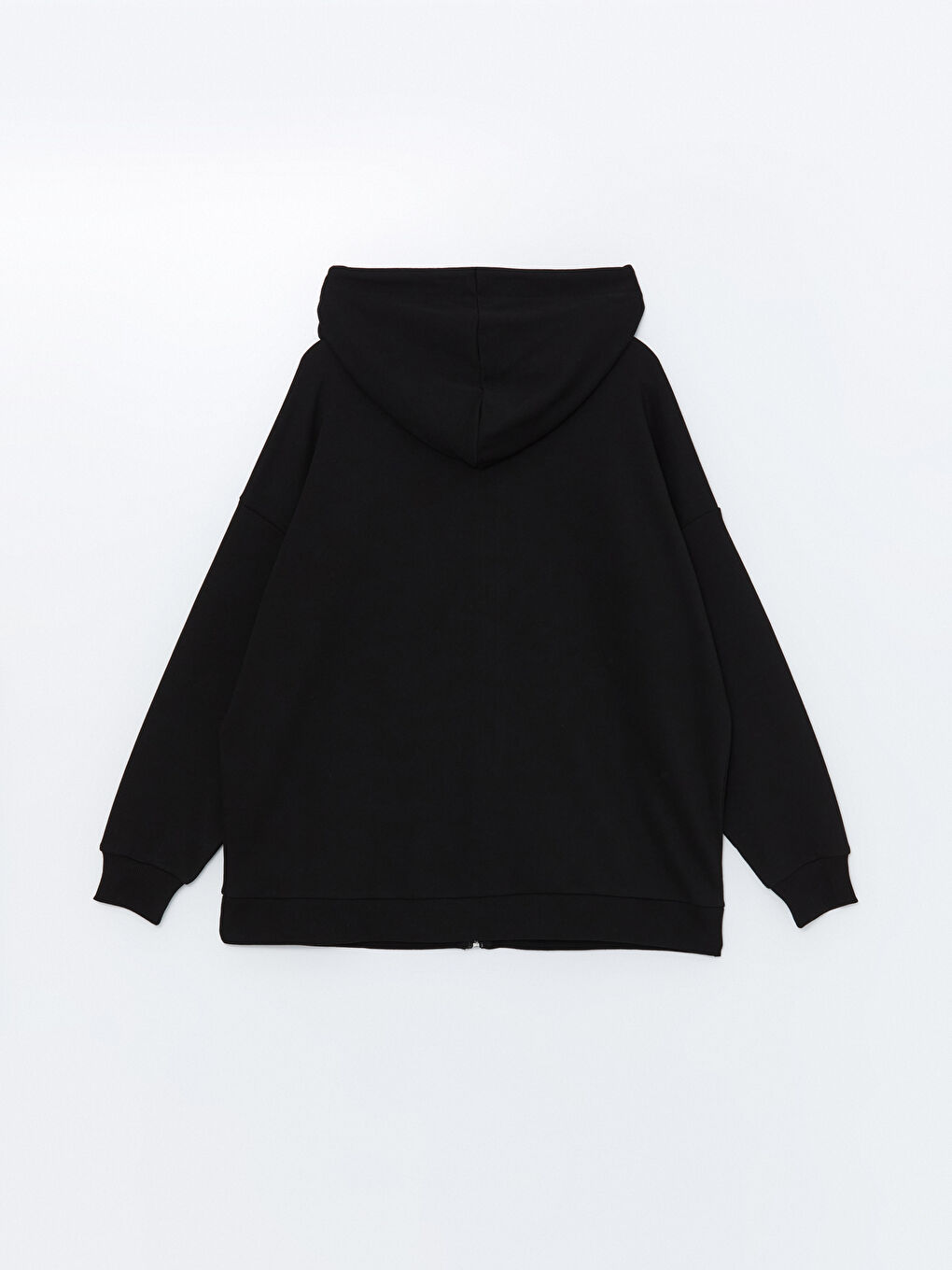 LCW Modest Yeni Siyah Kapüşonlu Oversize Kadın Fermuarlı Sweatshirt - 5