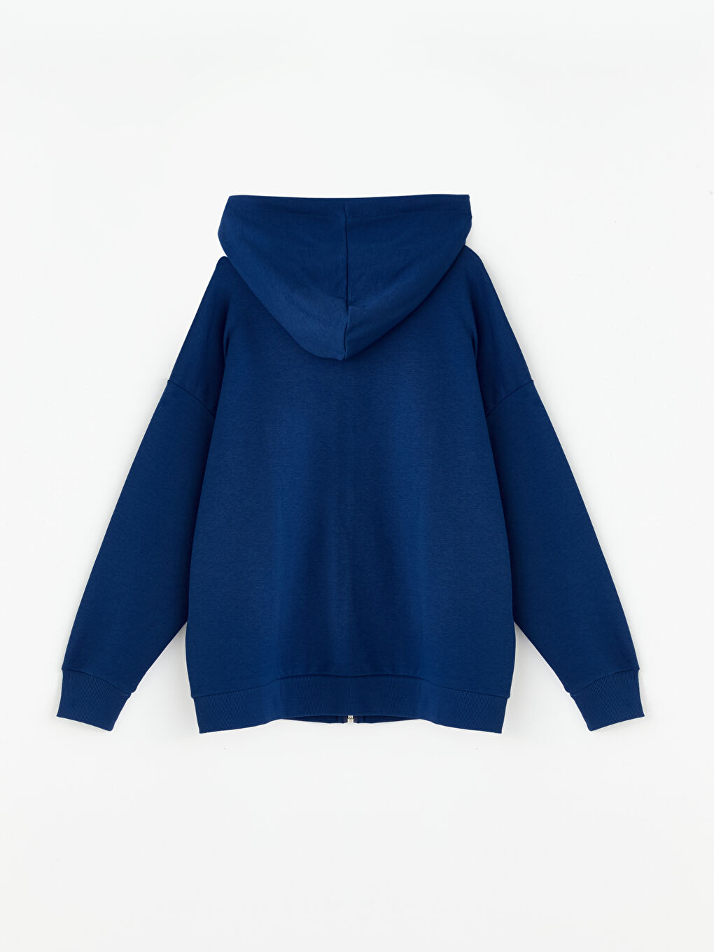 LCW Modest Açık Lacivert Kapüşonlu Oversize Kadın Fermuarlı Sweatshirt - 5