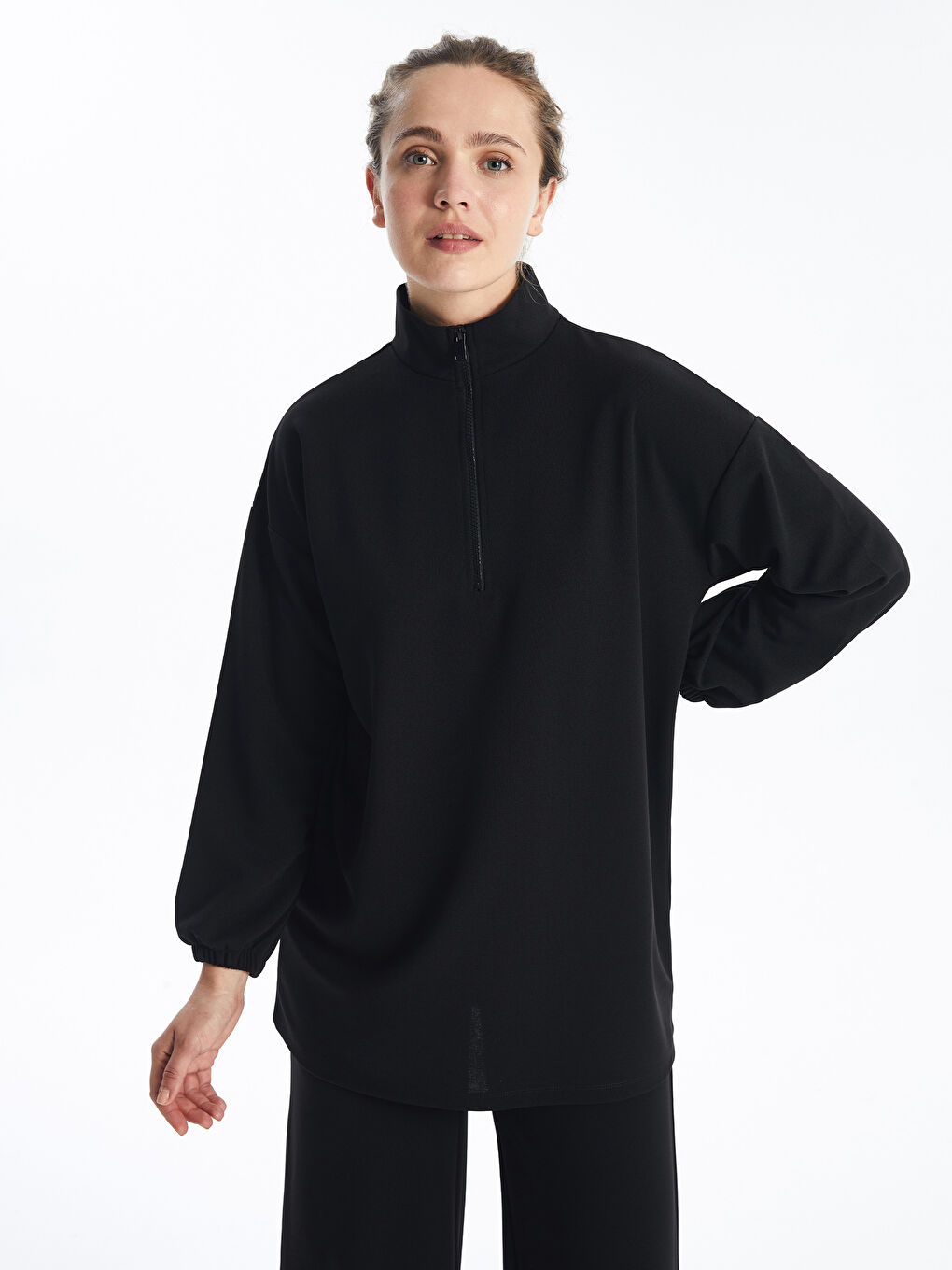 LCW Modest Funnel Neck Plain Oversize Women's Tunic -W4DB96Z8-CVL