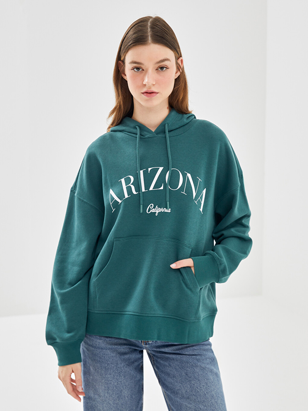 LCW Modest Arizona Printed Oversize Women's Thick Hoodie