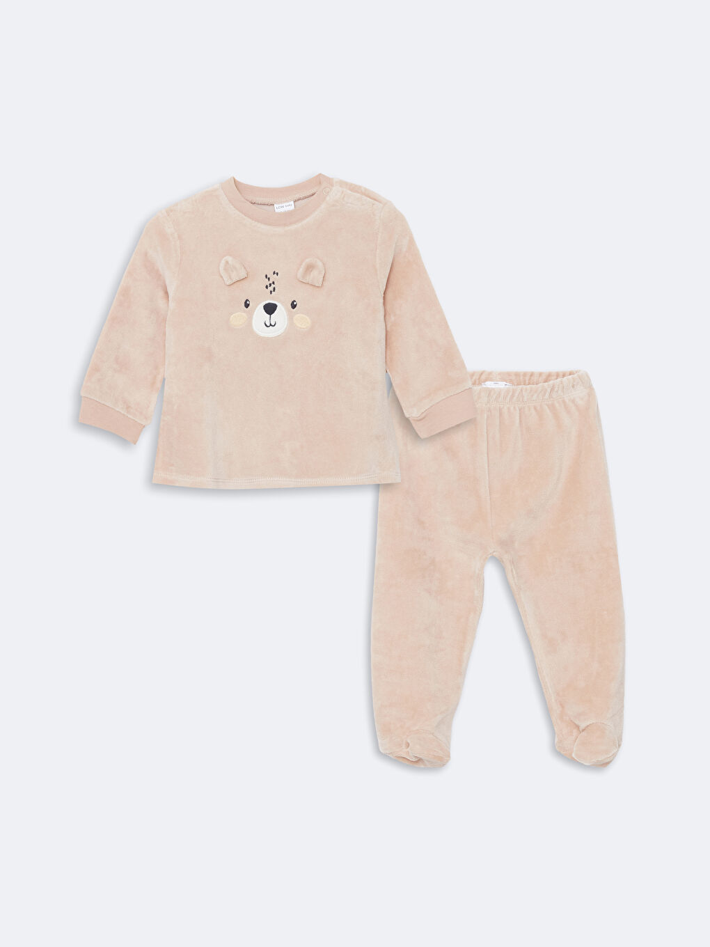 LCW baby Bej Nakışlı Erkek Bebek Sweatshirt ve Pantolon 2'li Takım