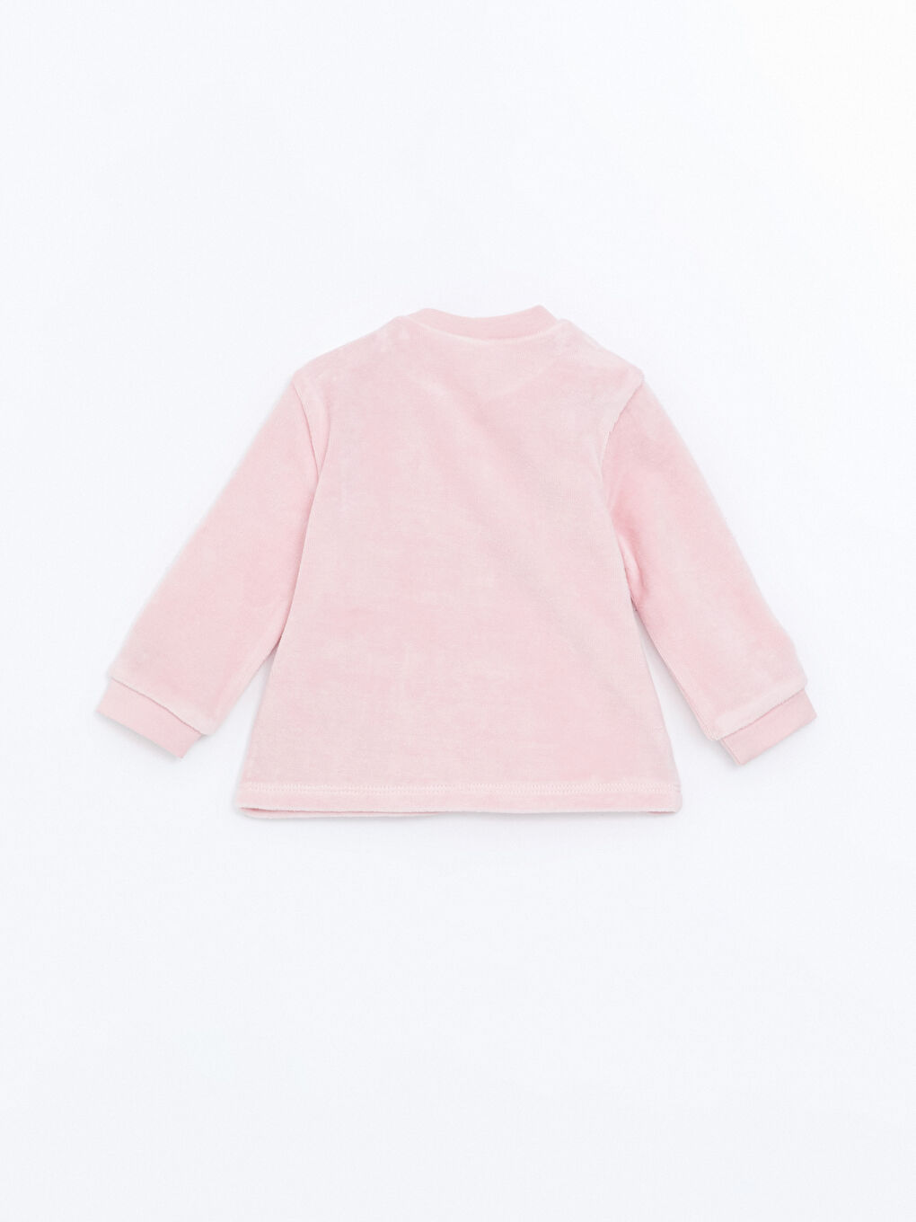 LCW baby Pembe Bisiklet Yaka Nakışlı Kız Bebek Sweatshirt ve Pantolon 2'li Takım - 3