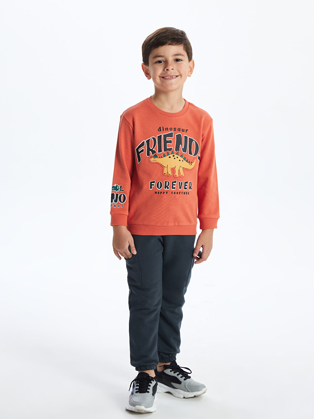 LCW Kids Turuncu Bisiklet Yaka Baskılı Kalın Erkek Çocuk Sweatshirt - 1