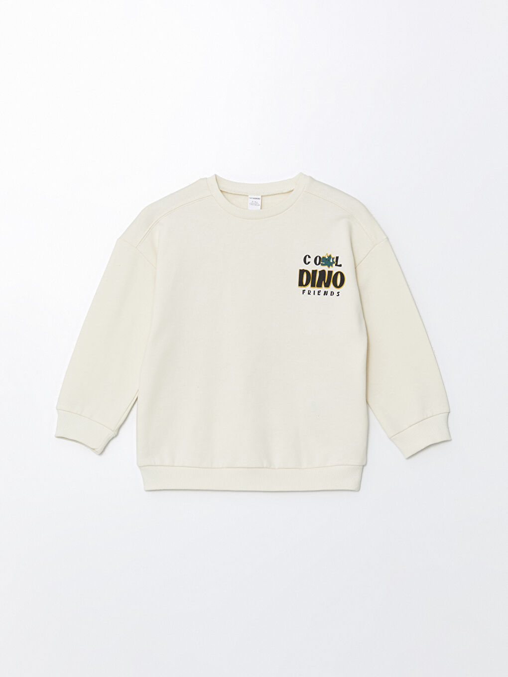 LCW Kids Açık Bej Bisiklet Yaka Uzun Kollu Baskılı Erkek Bebek Sweatshirt