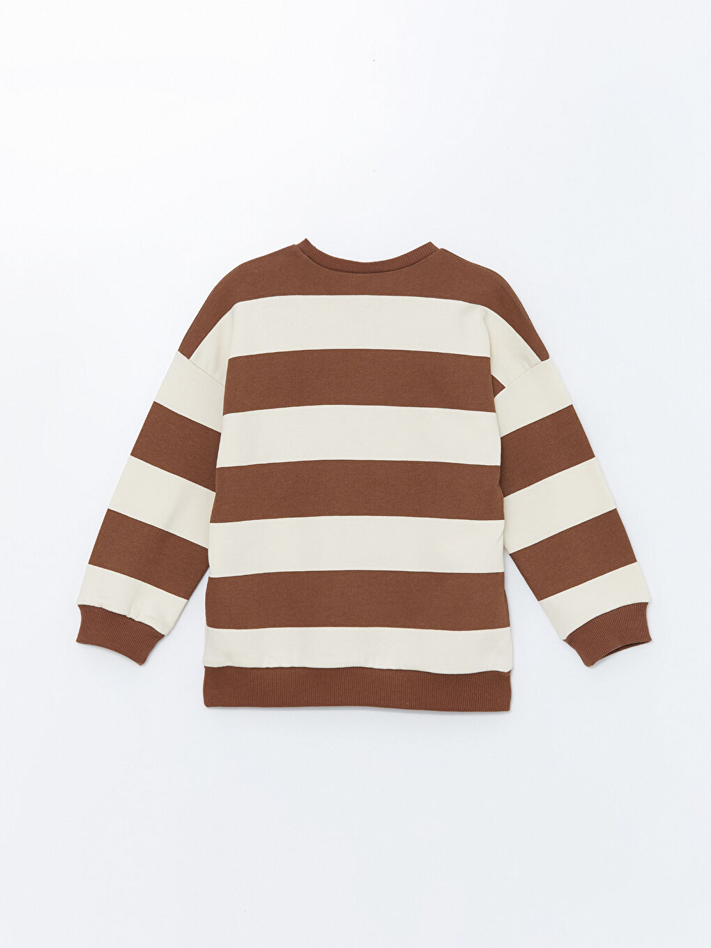 LCW Kids Kahverengi Çizgili Bisiklet Yaka Baskılı Erkek Bebek Sweatshirt - 3