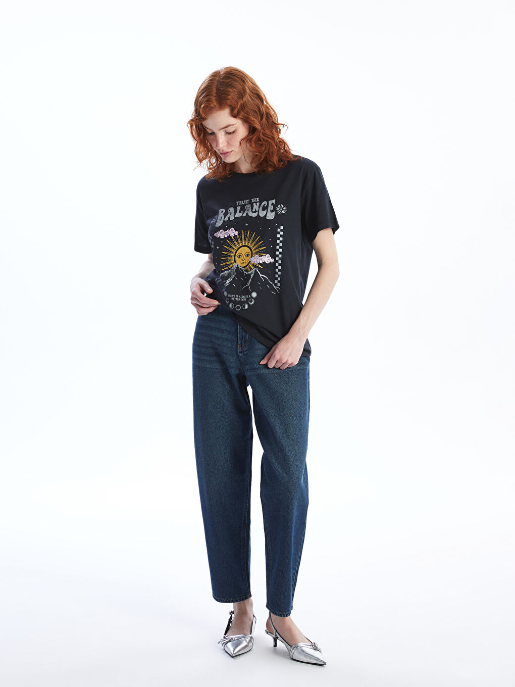 Crew Neck Printed Women's T-Shirt-1