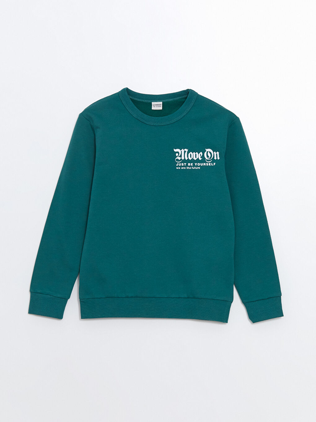 LCW Kids Yeşil Bisiklet Yaka Erkek Çocuk Sweatshirt