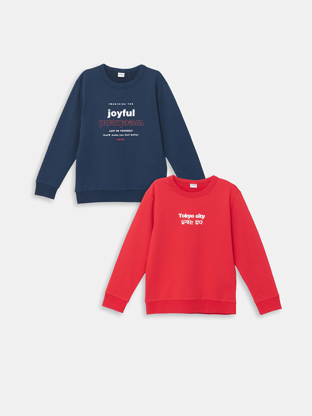 LCW Kids Lacivert Bisiklet Yaka Erkek Çocuk Sweatshirt 2'li