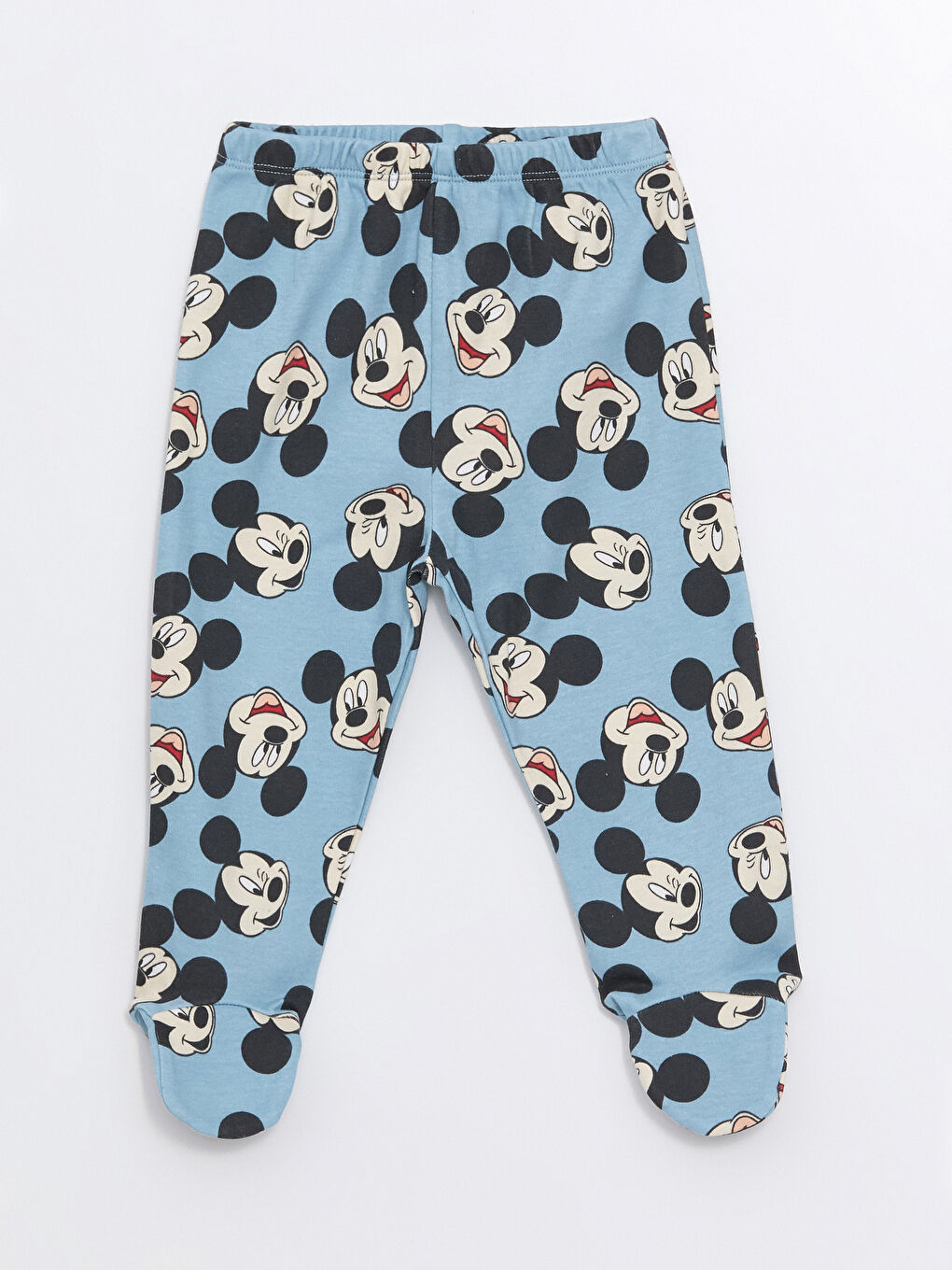 LCW baby Açık Mavi Mickey Mouse Baskılı Erkek Bebek Çıtçıtlı Body ve Pantolon 2'li Takım - 4