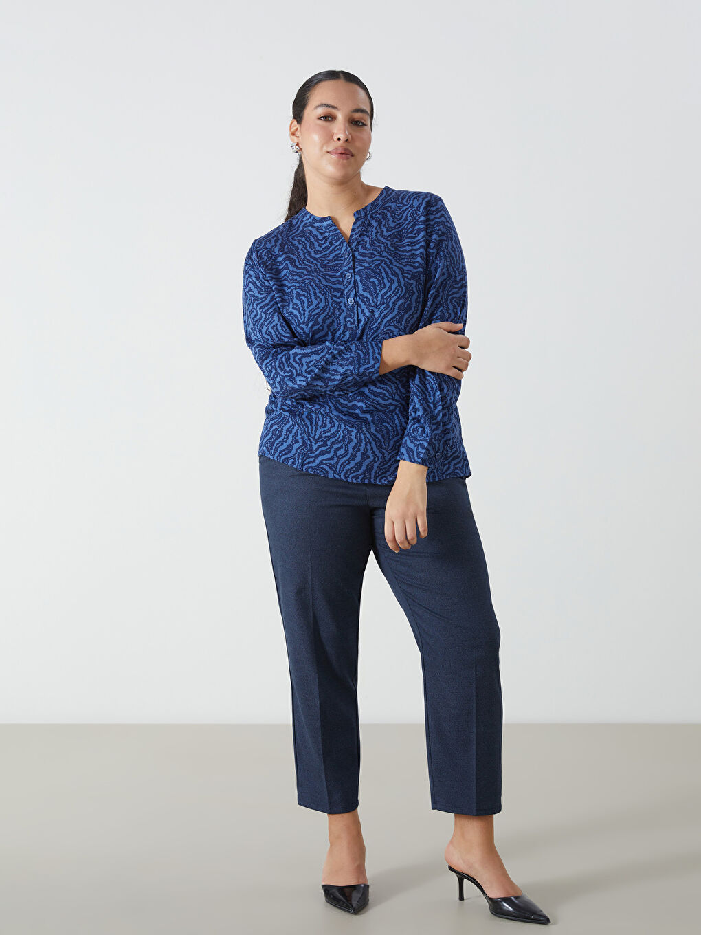 LCW Grace Notch Neck Patterned Women's Blouse -W4DD81Z8-LSJ