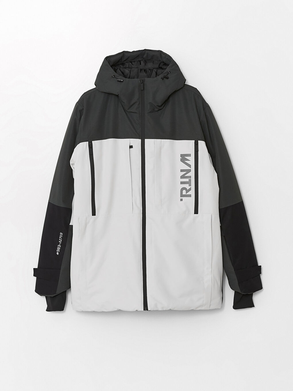 Siyah Standart Kalıp Kapüşonlu Erkek Kayak Montu-8