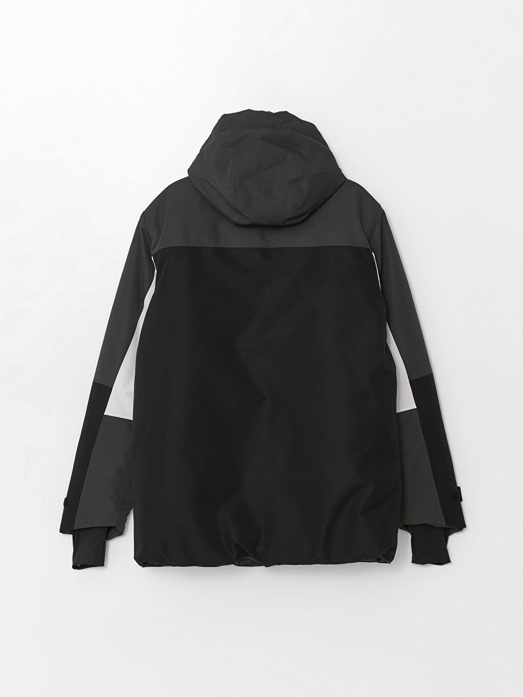 Siyah Standart Kalıp Kapüşonlu Erkek Kayak Montu-10