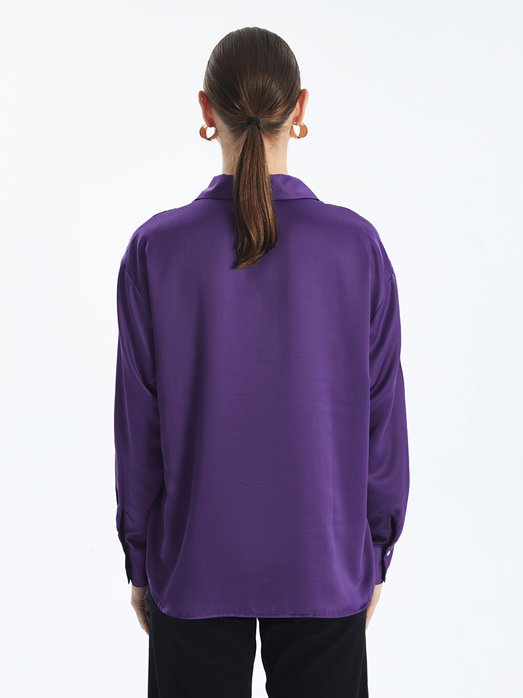 LC Waikiki Plain Long Sleeve Satin Oversize Women's Shirt -W4DE47Z8-HNJ