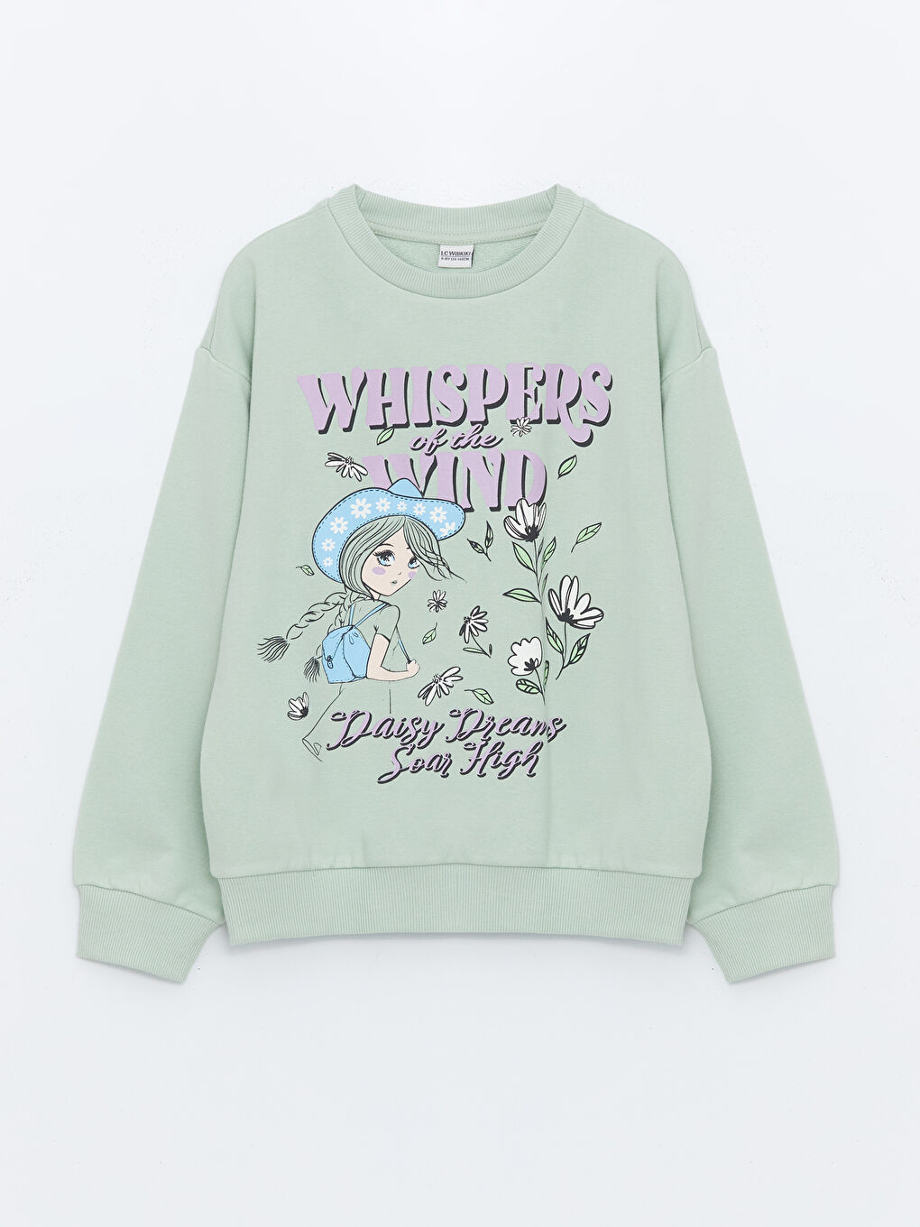 Crew Neck Girl's Thick Sweatshirt