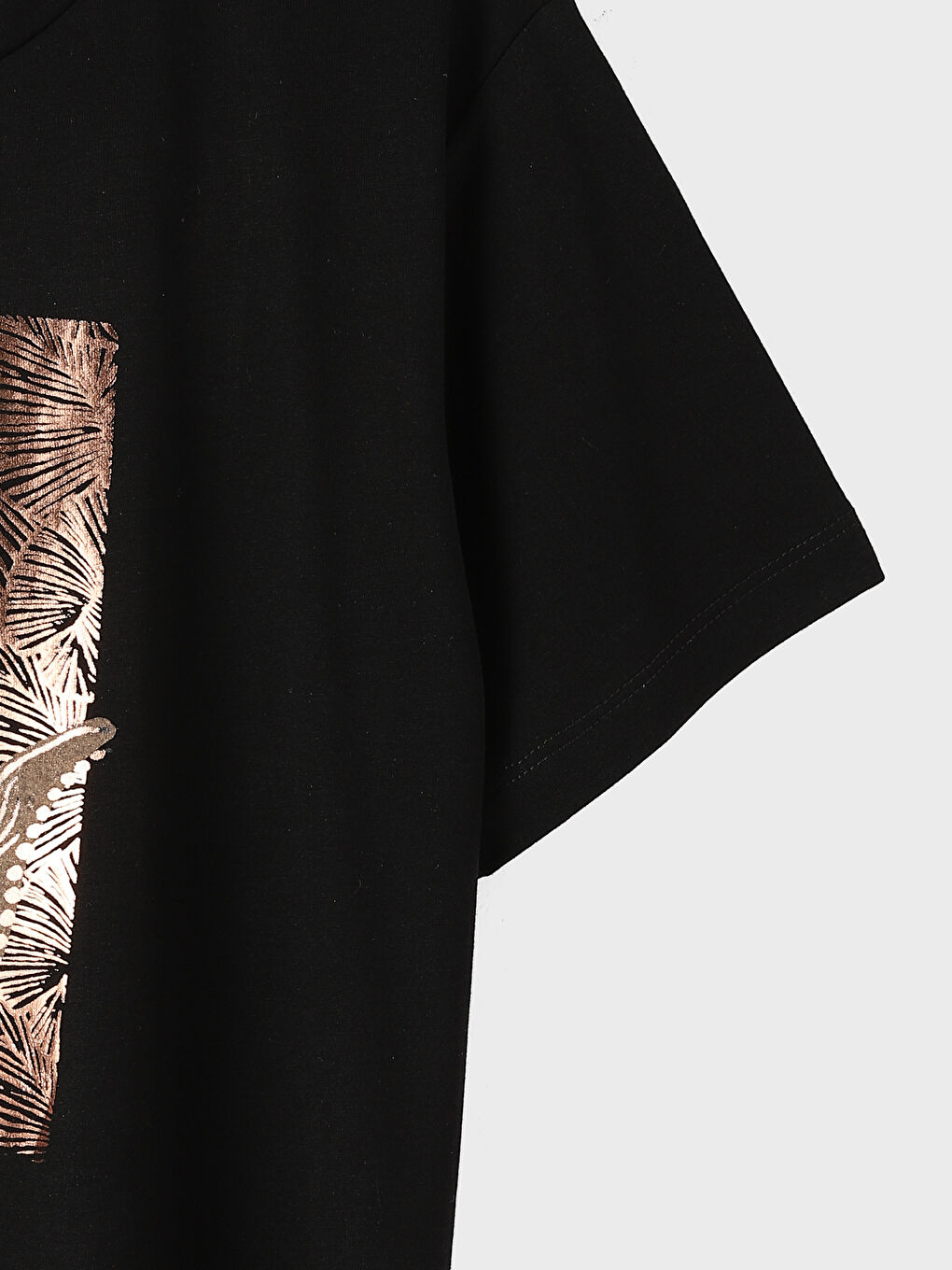 Tricou cu Mânecă Scurtă Imprimat cu Guler Rotund pentru Femei-3