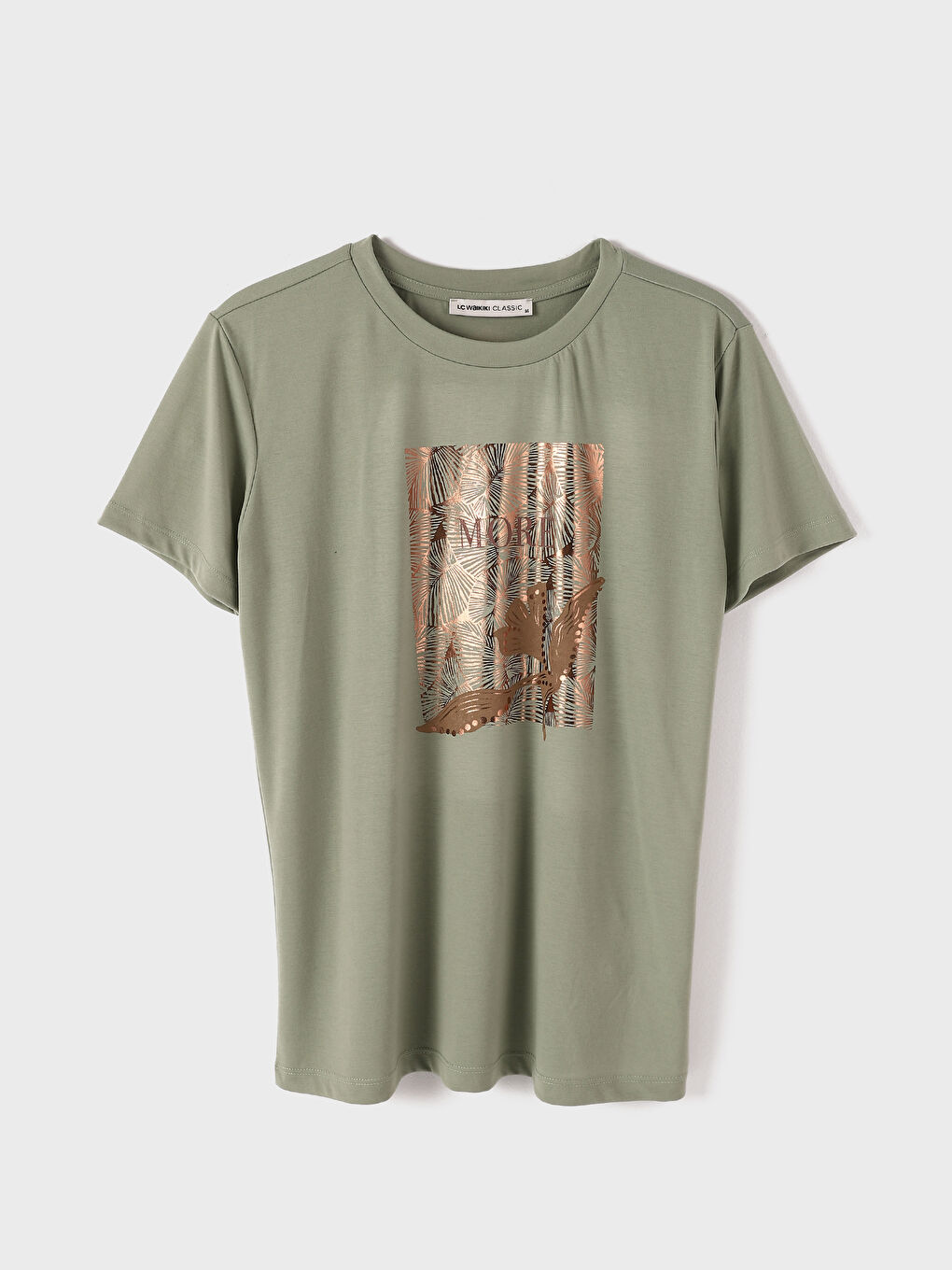 Tricou cu Mânecă Scurtă Imprimat cu Guler Rotund pentru Femei