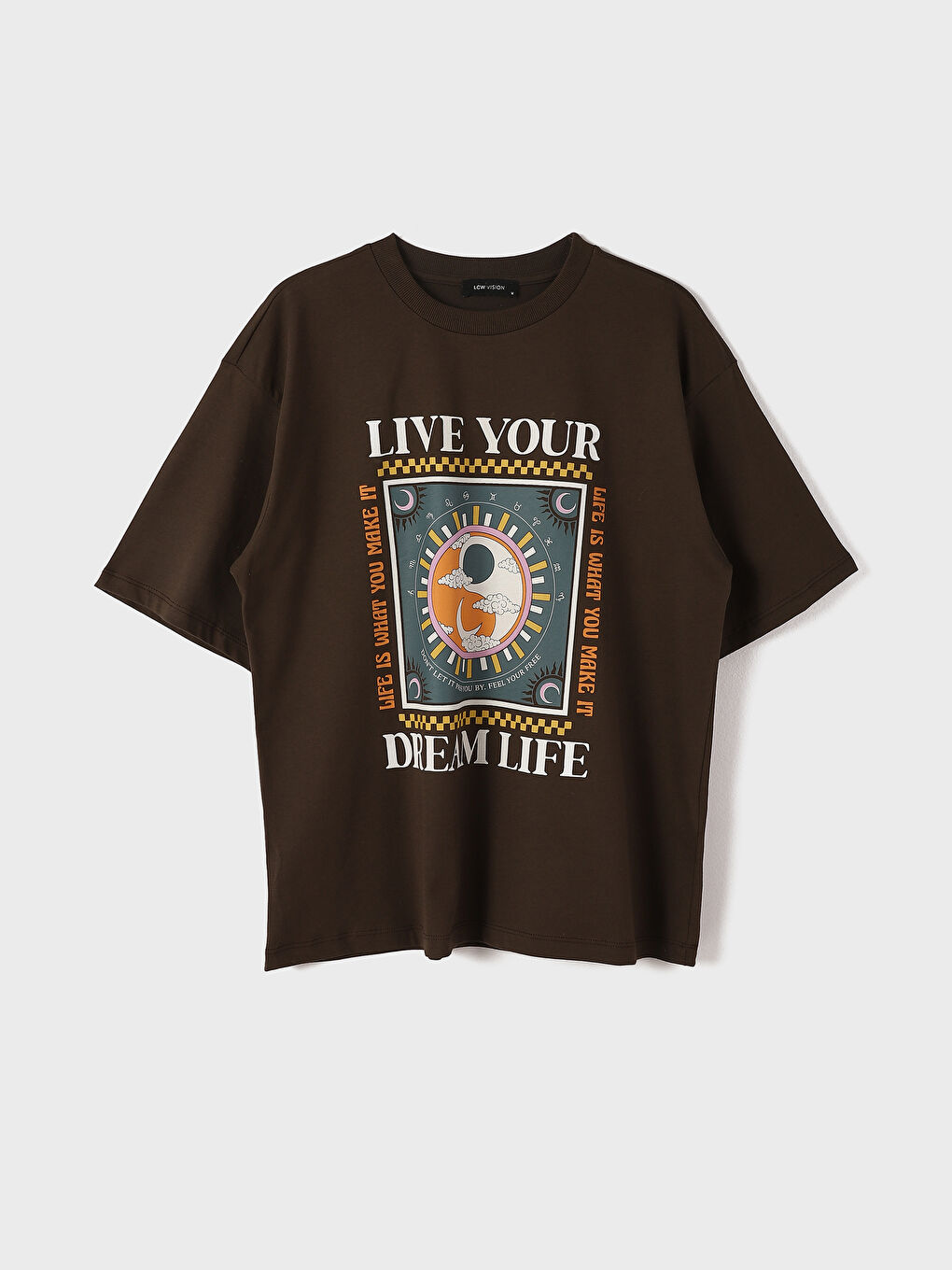 LCW Vision Crew Neck Printed Short Sleeve Women's T-Shirt -W4DF16Z8-HDZ
