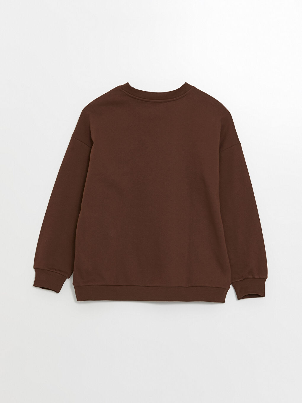 LCW ECO Kahverengi Bisiklet Yaka Baskılı Oversize Kadın Kalın Sweatshirt - 7