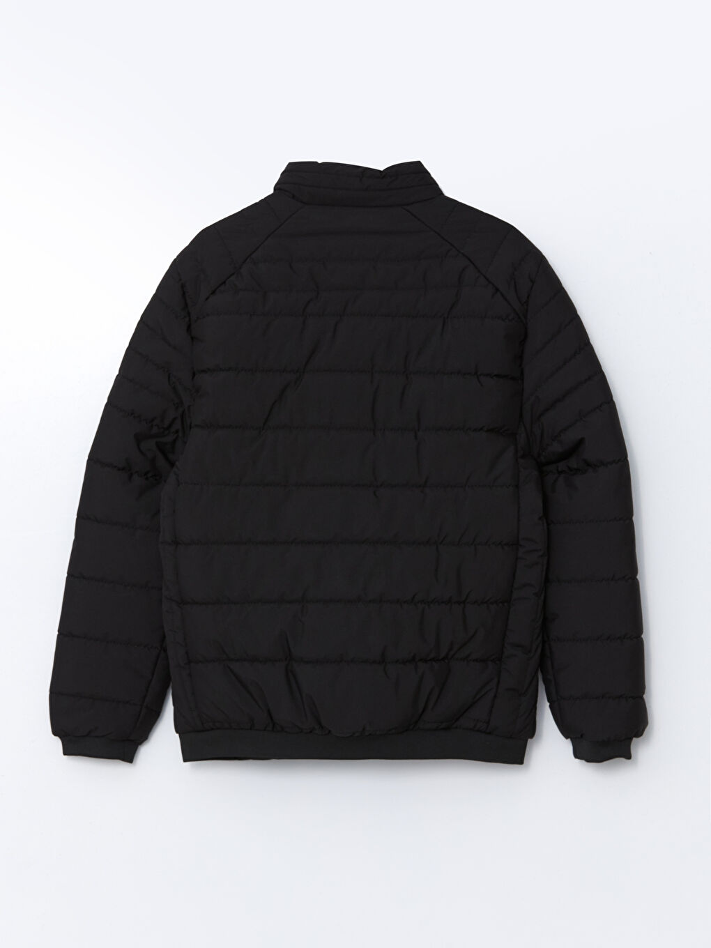 Siyah Standart Kalıp Dik Yaka Erkek Şişme Mont-6