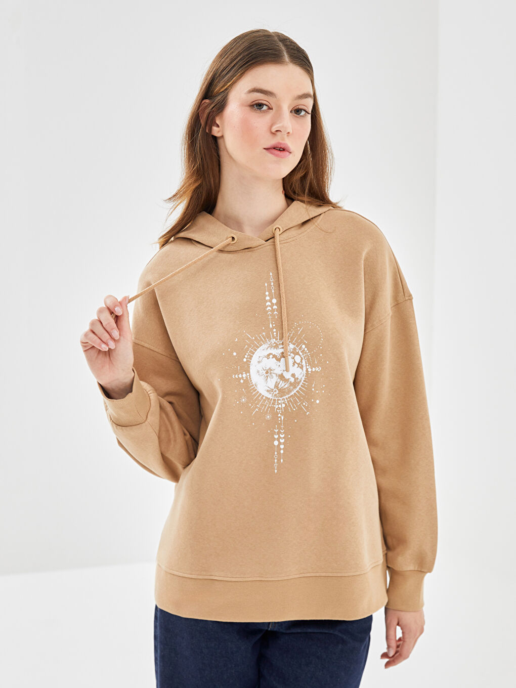 LCW مۆدێست تونیکی کڵاودار چاپکراوی ئه‌ستوور بۆ ژنان -W4DG29Z8-GBY