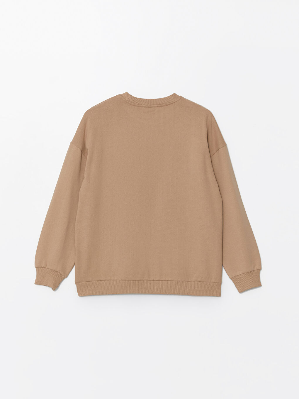 LCW ECO Sütlü Kahve Bisiklet Yaka Baskılı Oversize Kadın Kalın Sweatshirt - 5