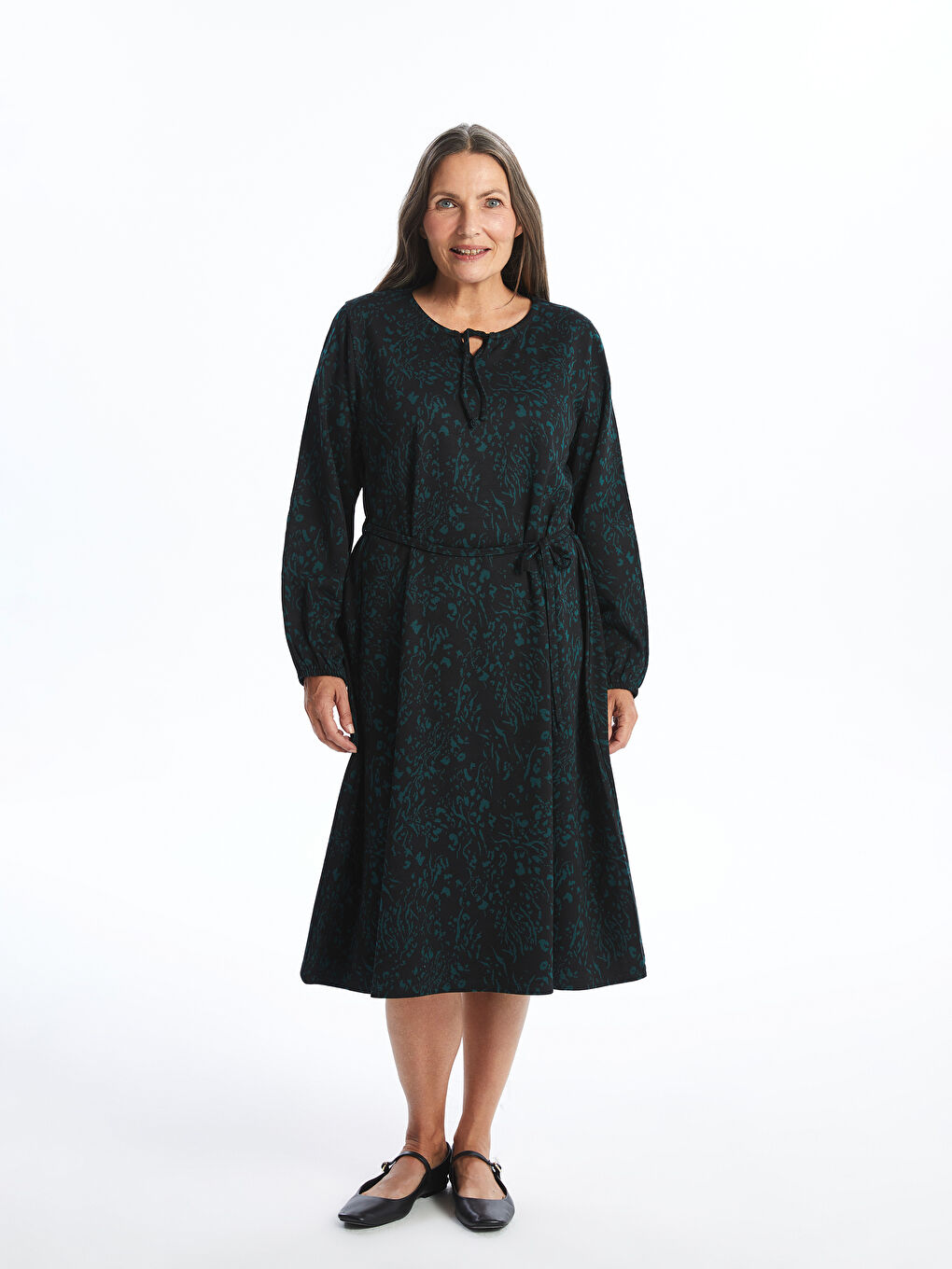 LCW Grace Crew Neck Patterned A Form Women's Dress -W4DG55Z8-MLR