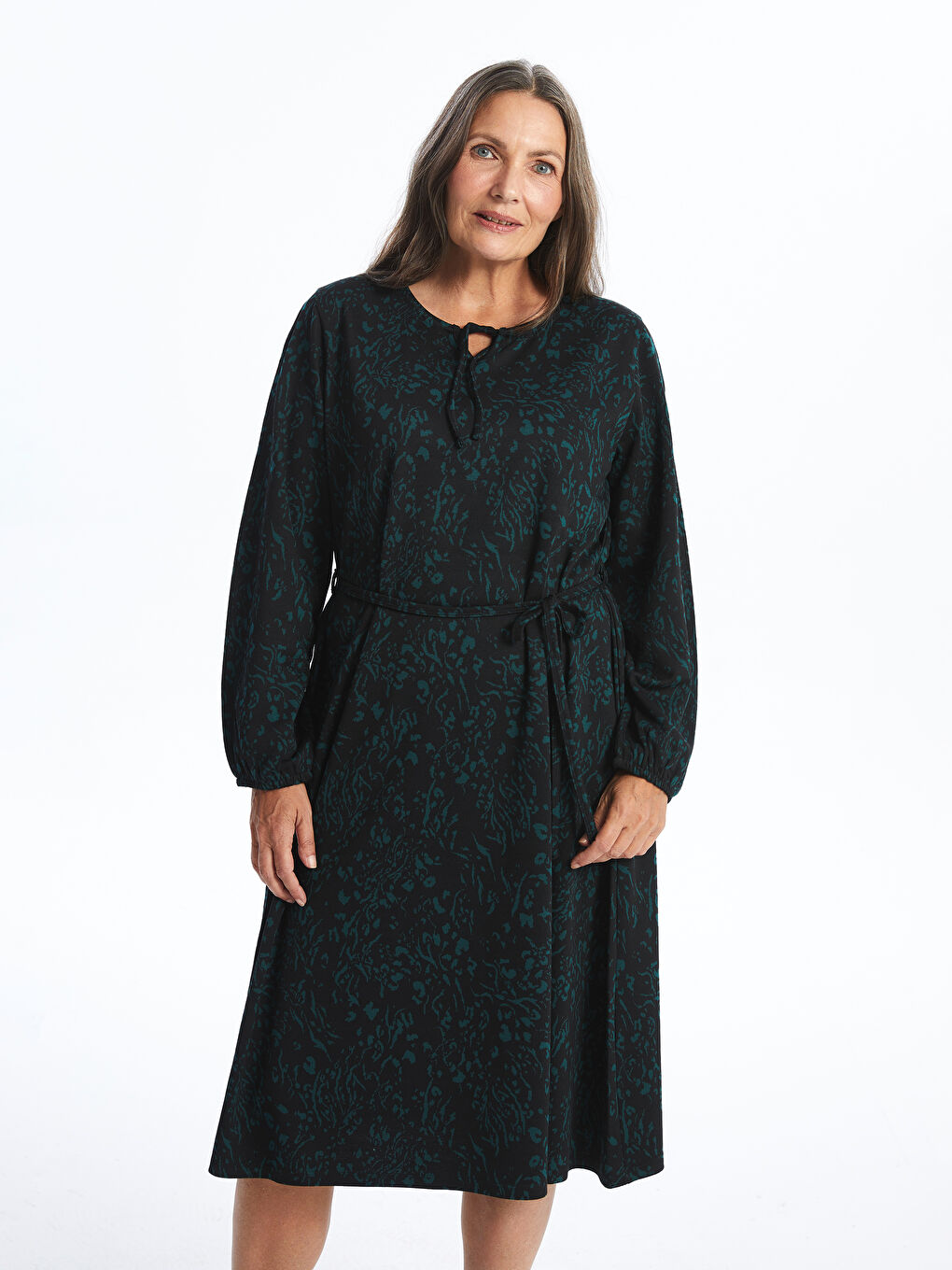 LCW Grace Crew Neck Patterned A Form Women's Dress -W4DG55Z8-MLR