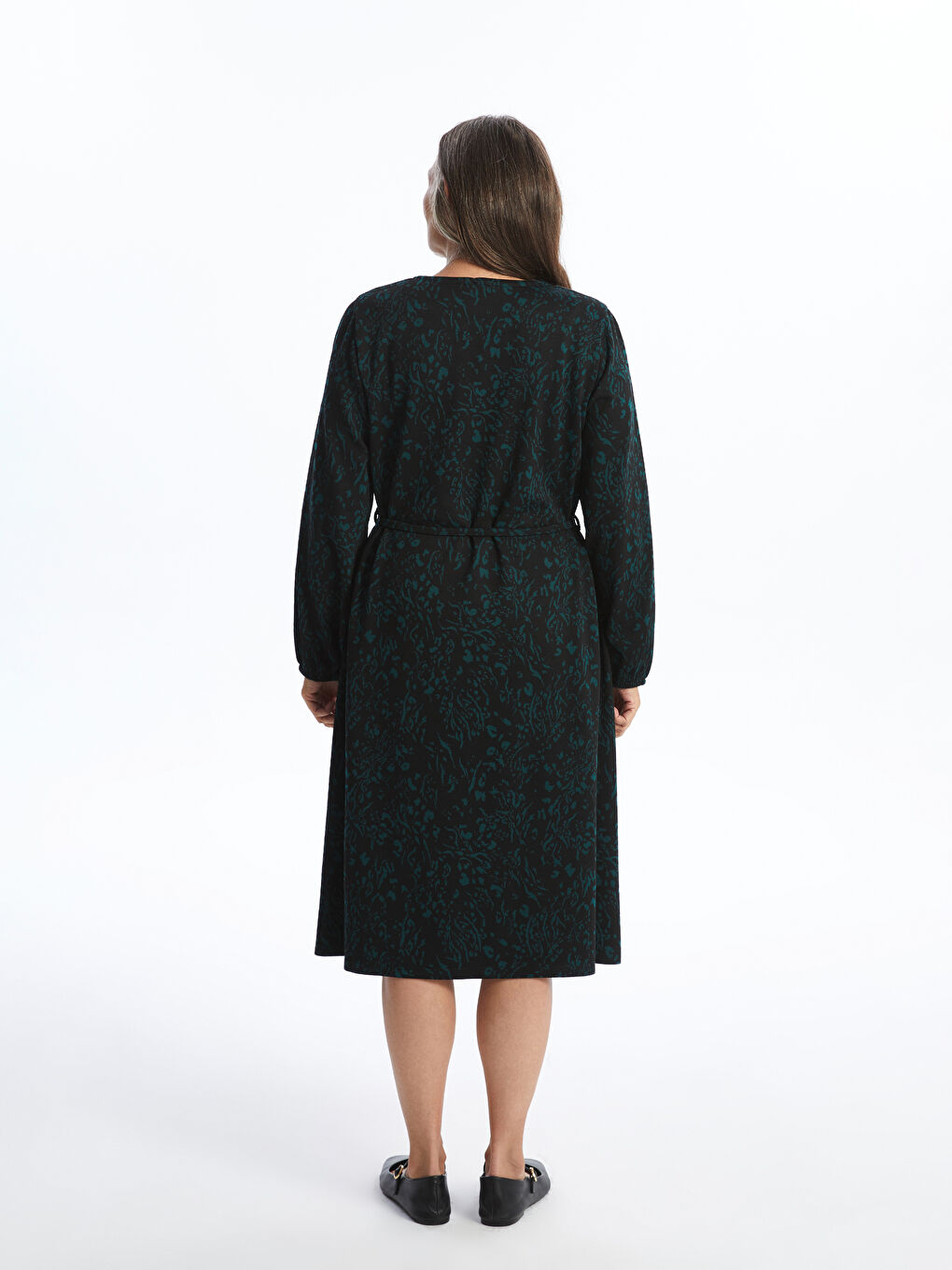LCW Grace Crew Neck Patterned A Form Women's Dress -W4DG55Z8-MLR