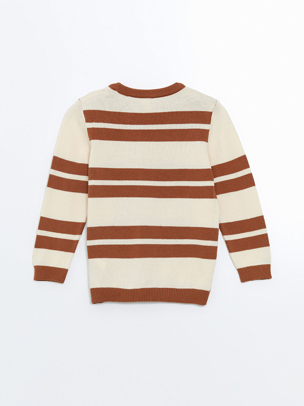 Bej Bisiklet Yaka Çizgili Erkek Çocuk Triko Kazak-1