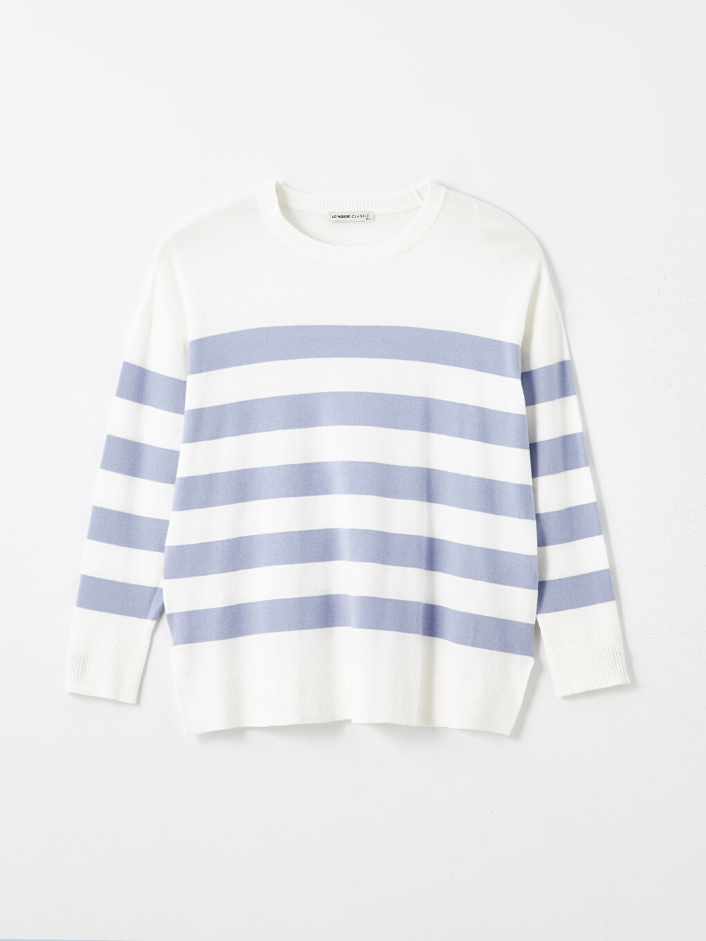 LCWAIKIKI Classic Crew Neck Striped Oversize Women's Knitwear Sweater -W4DG75Z8-GCK