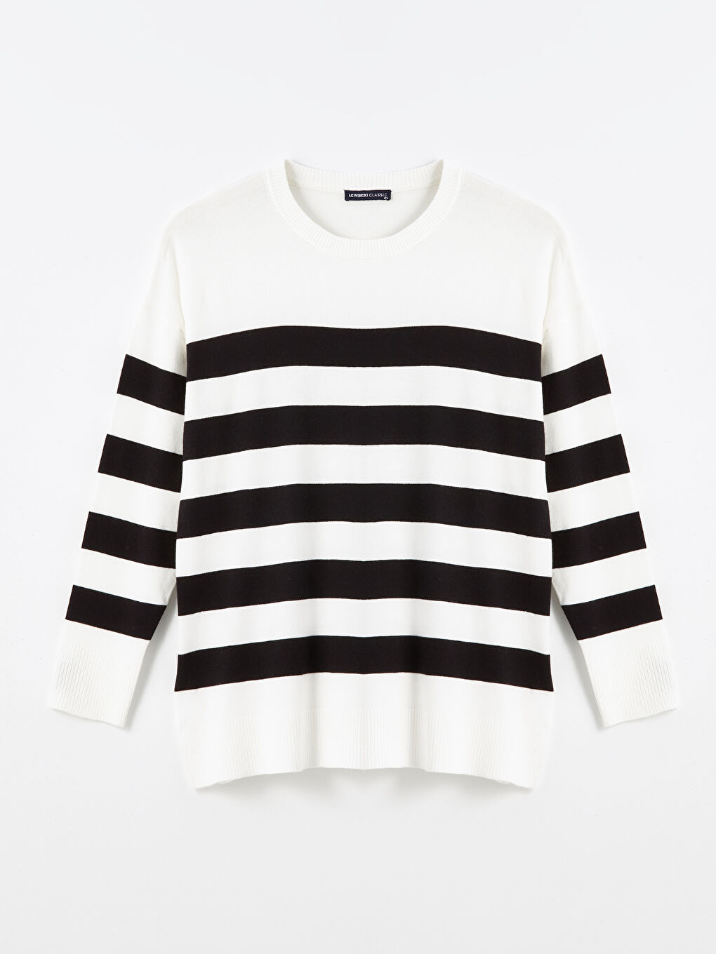 LCWAIKIKI Classic Crew Neck Striped Oversize Women's Knitwear Sweater -W4DG75Z8-LGS